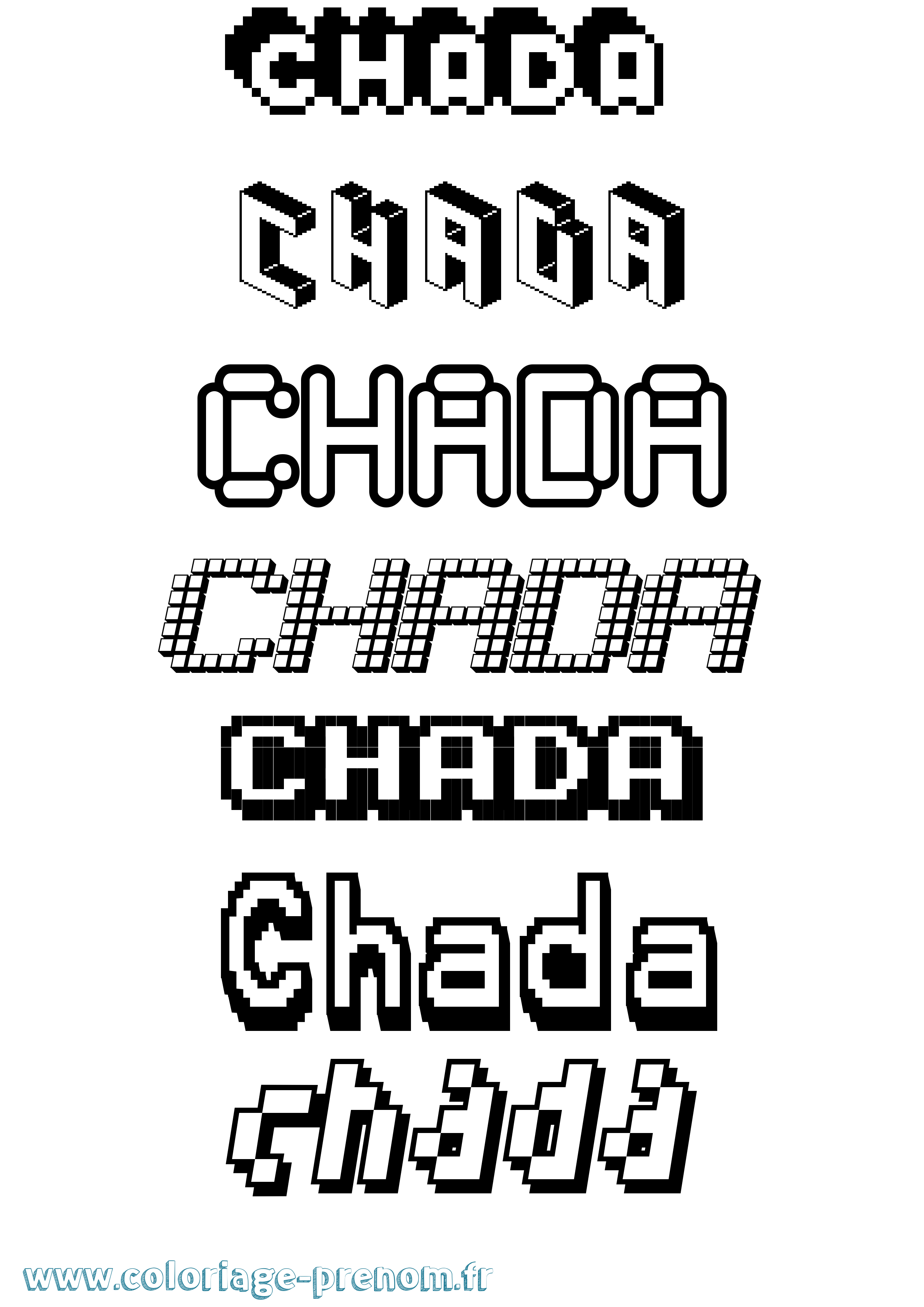 Coloriage prénom Chada Pixel