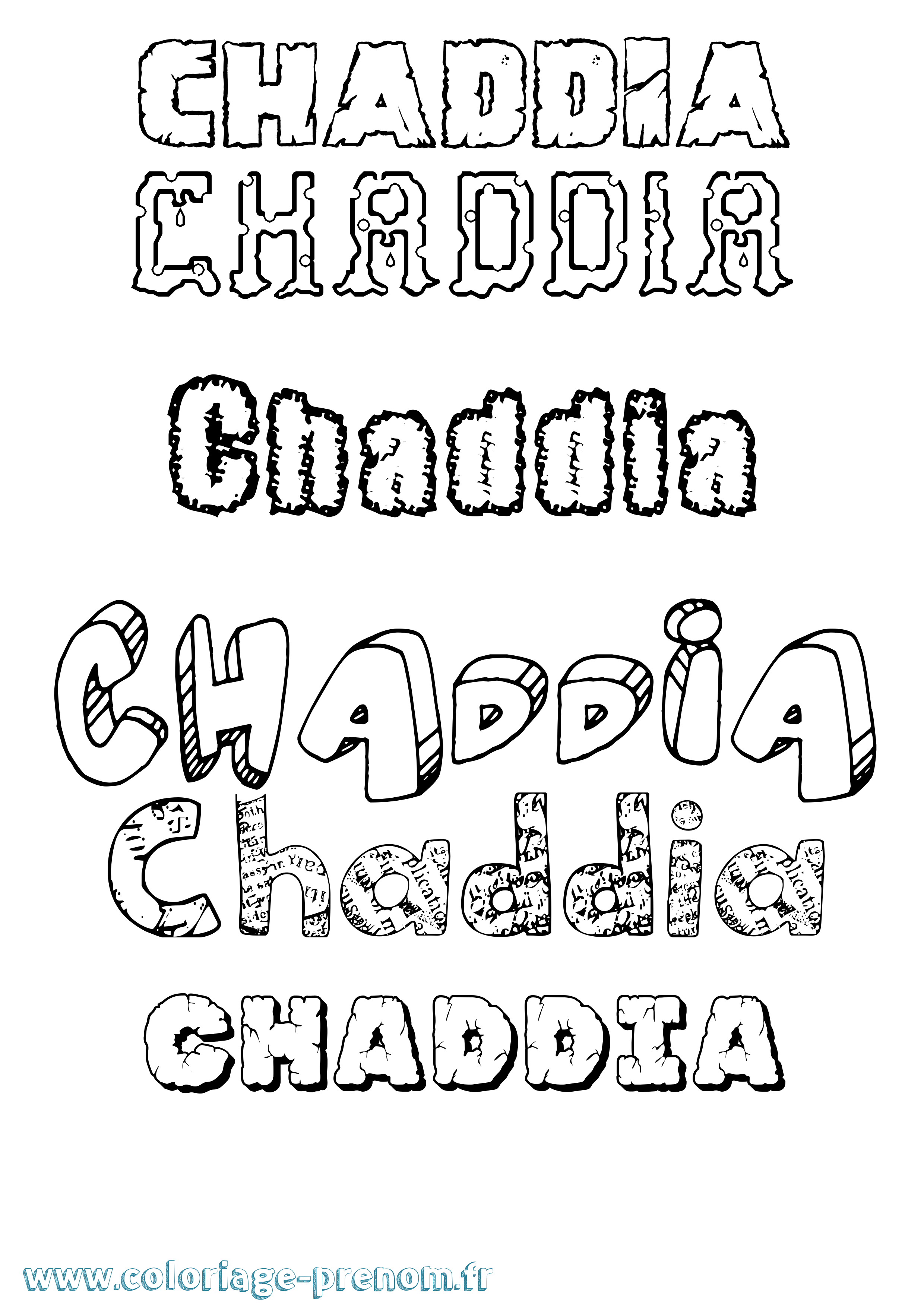 Coloriage prénom Chaddia Destructuré