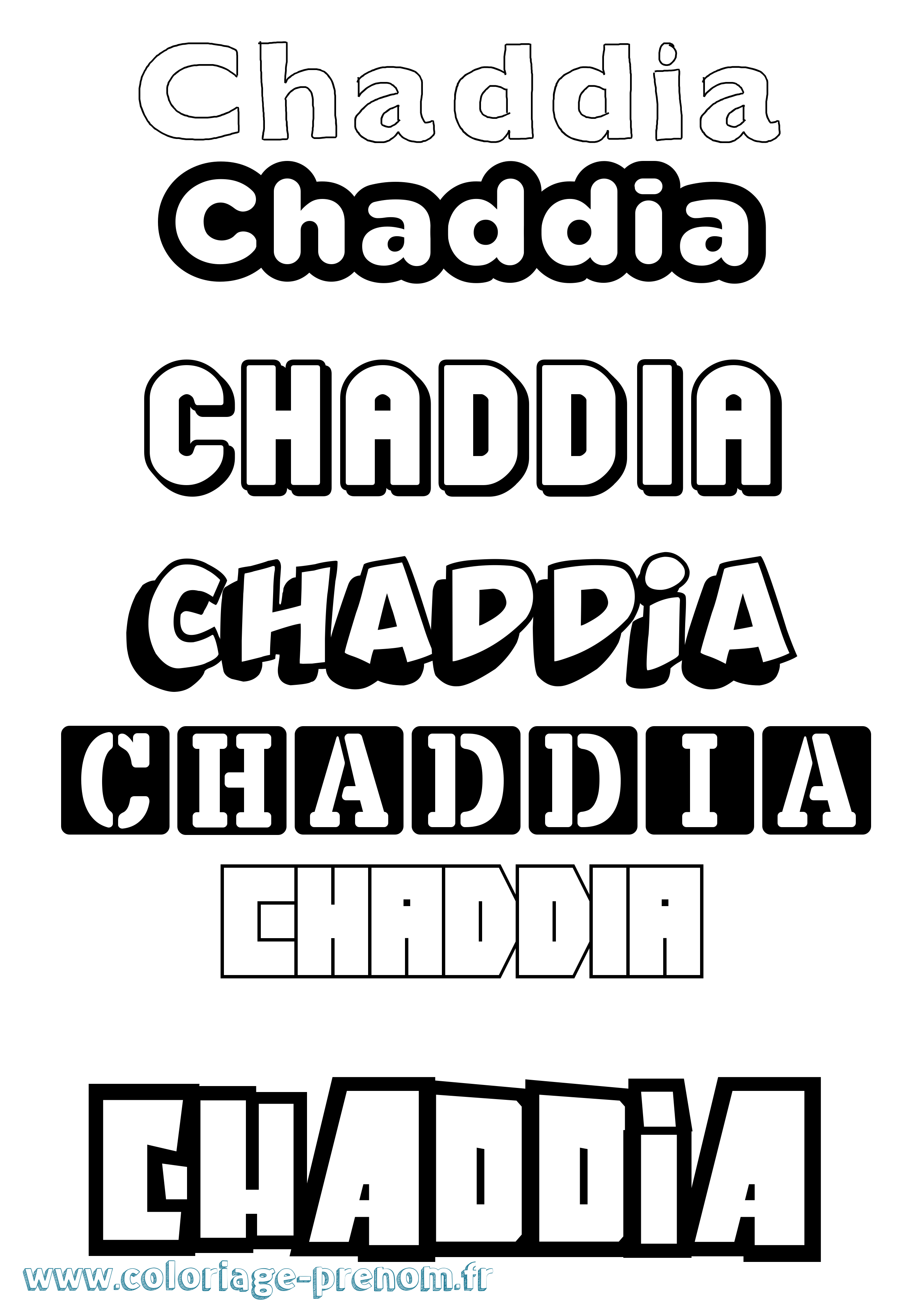 Coloriage prénom Chaddia Simple