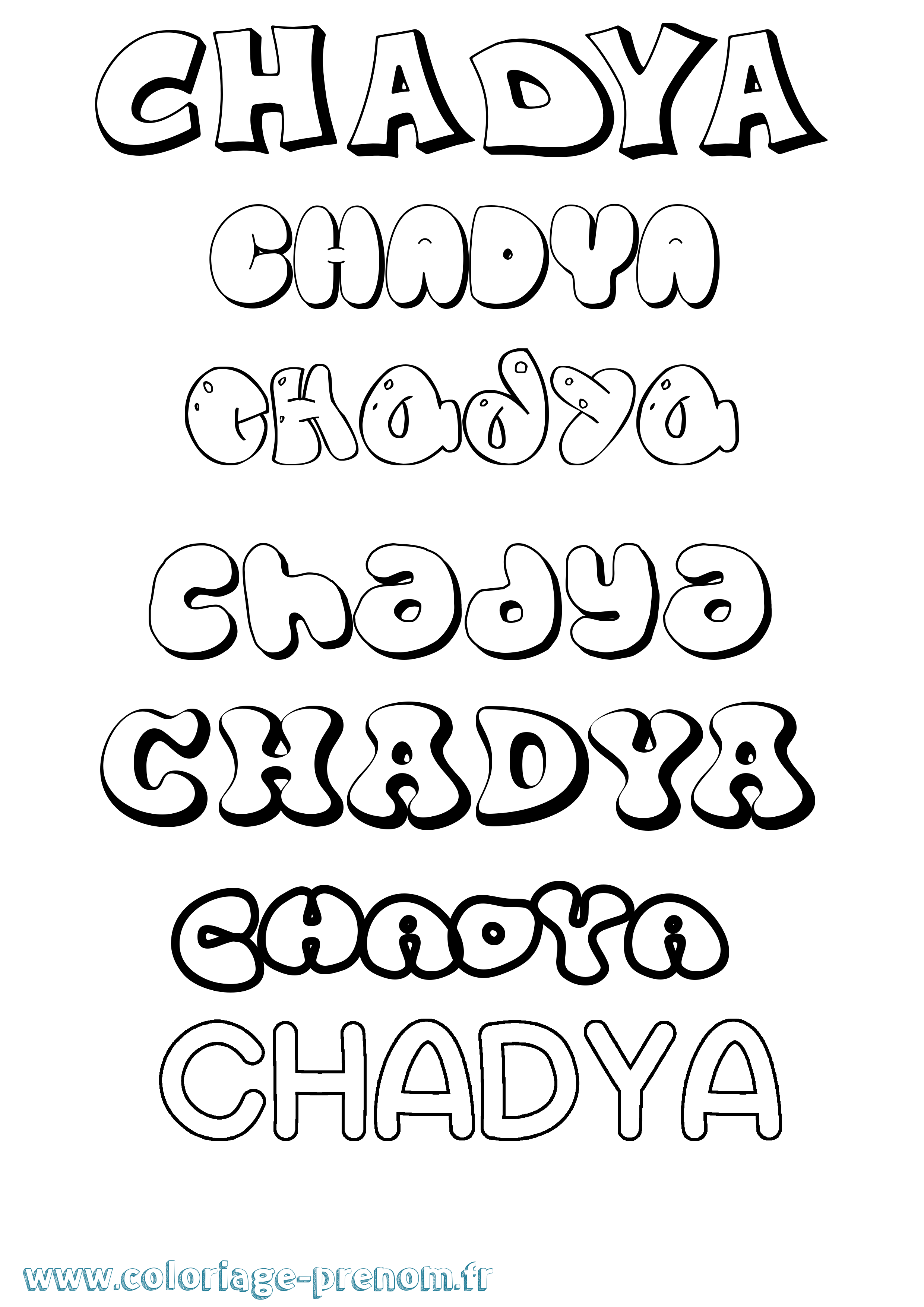 Coloriage prénom Chadya Bubble