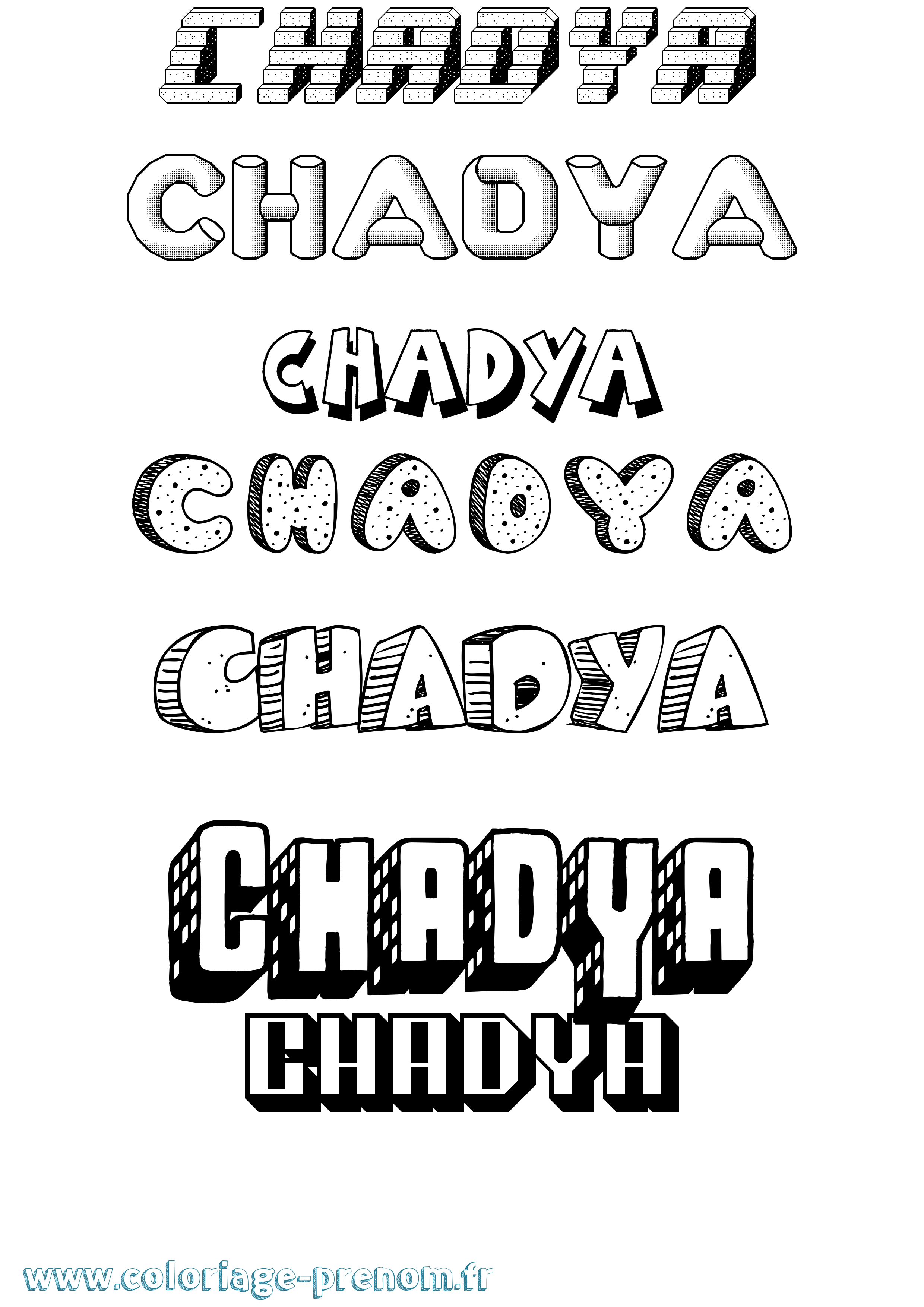 Coloriage prénom Chadya Effet 3D