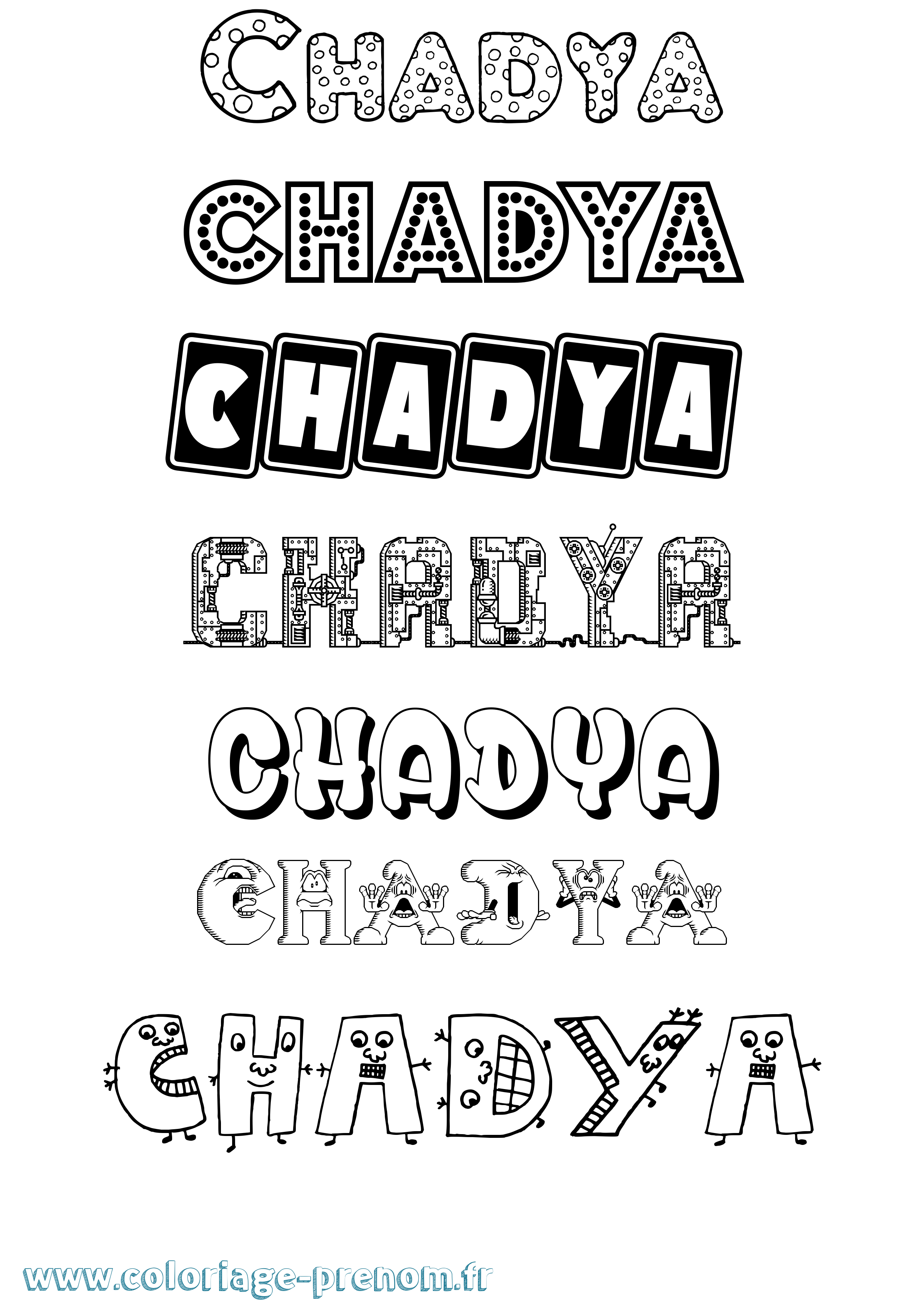 Coloriage prénom Chadya Fun