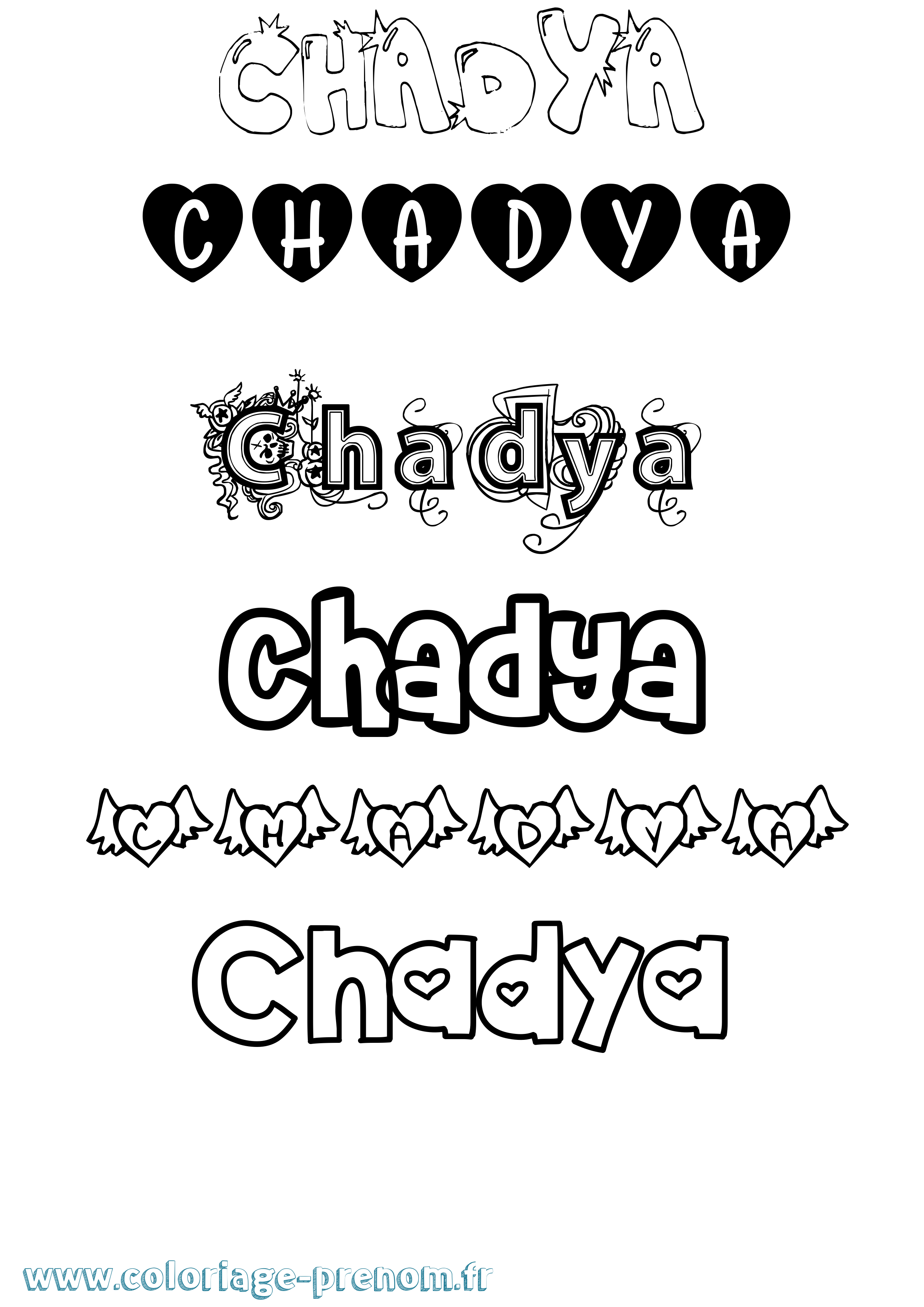 Coloriage prénom Chadya Girly