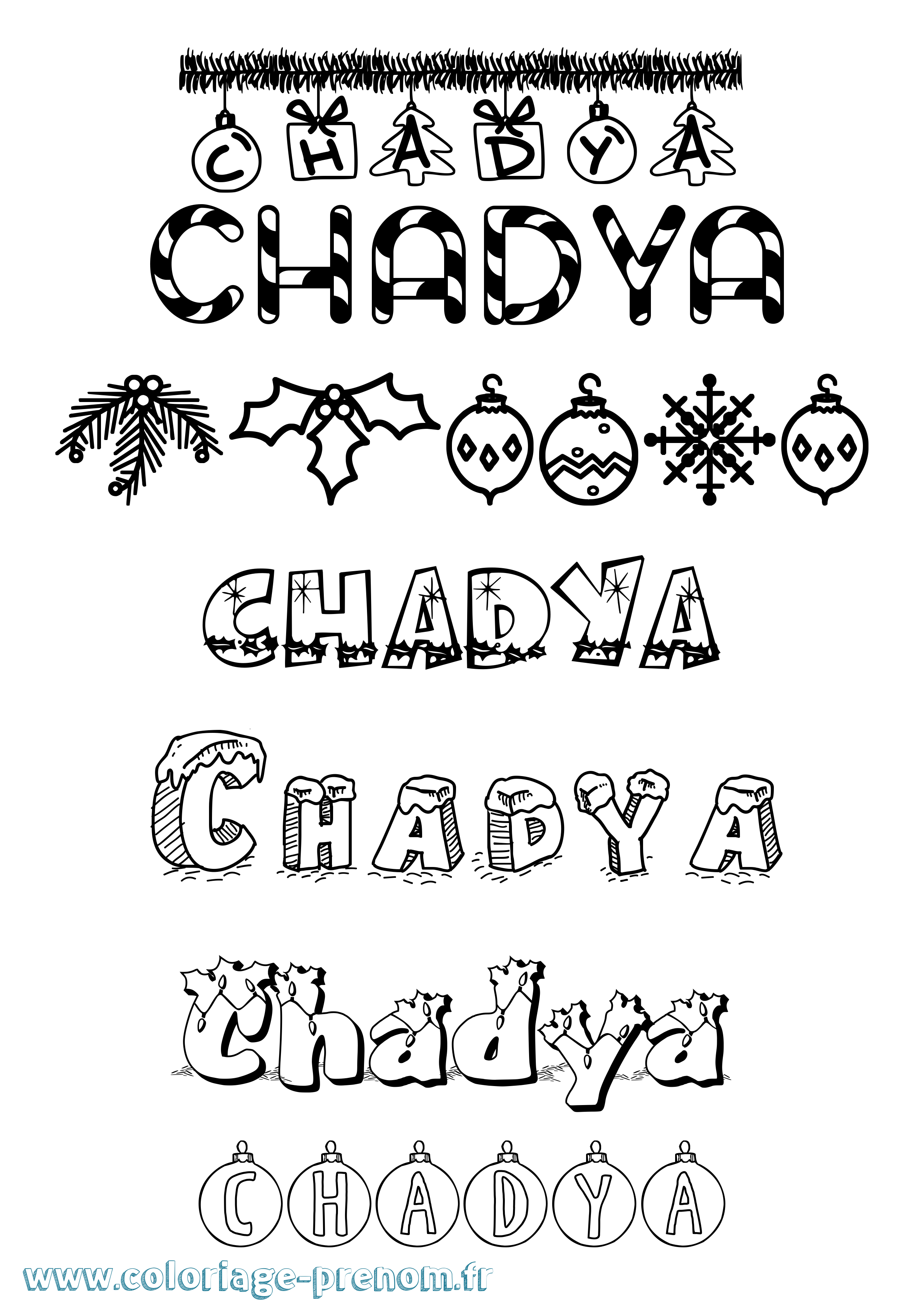 Coloriage prénom Chadya Noël