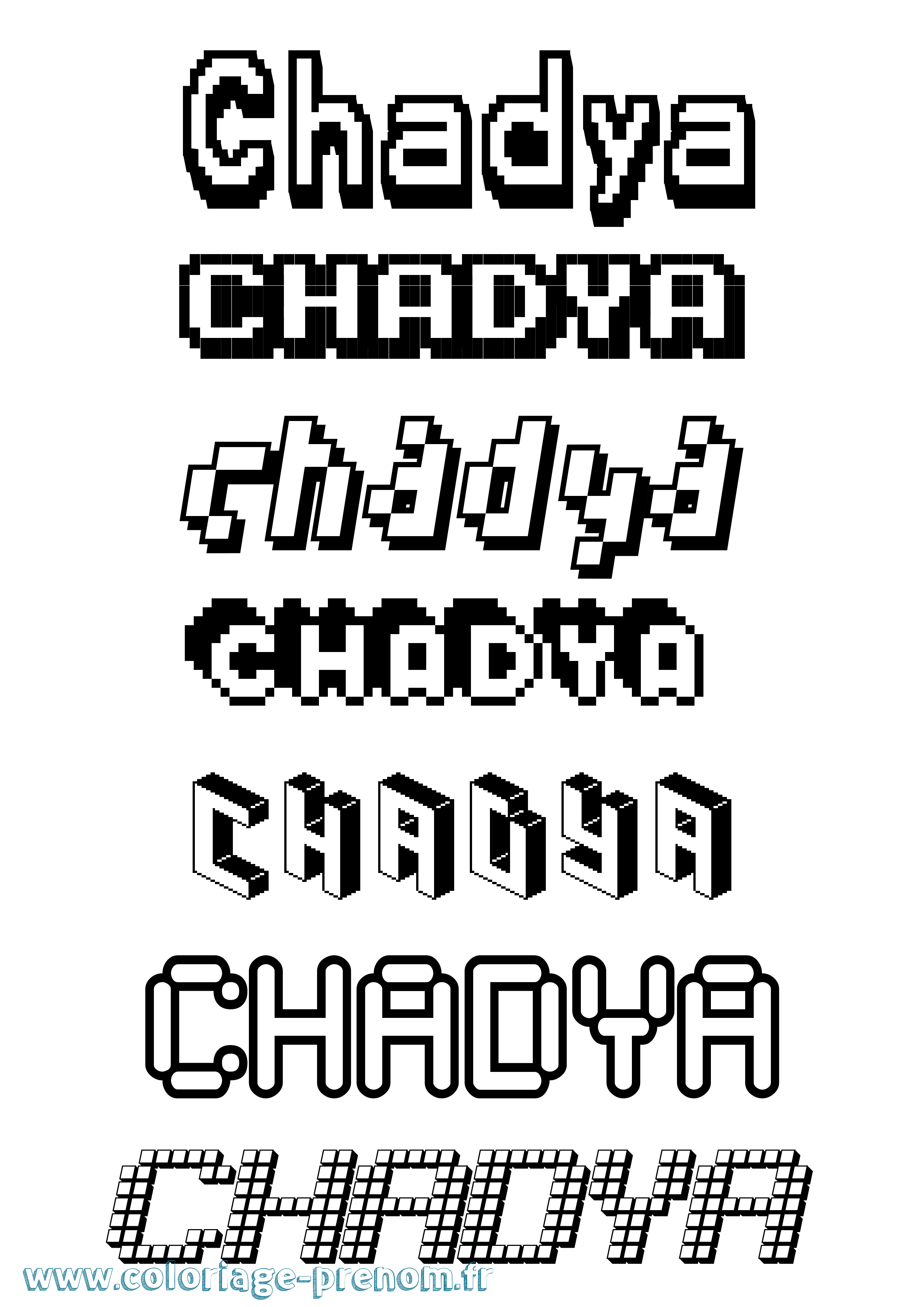 Coloriage prénom Chadya Pixel