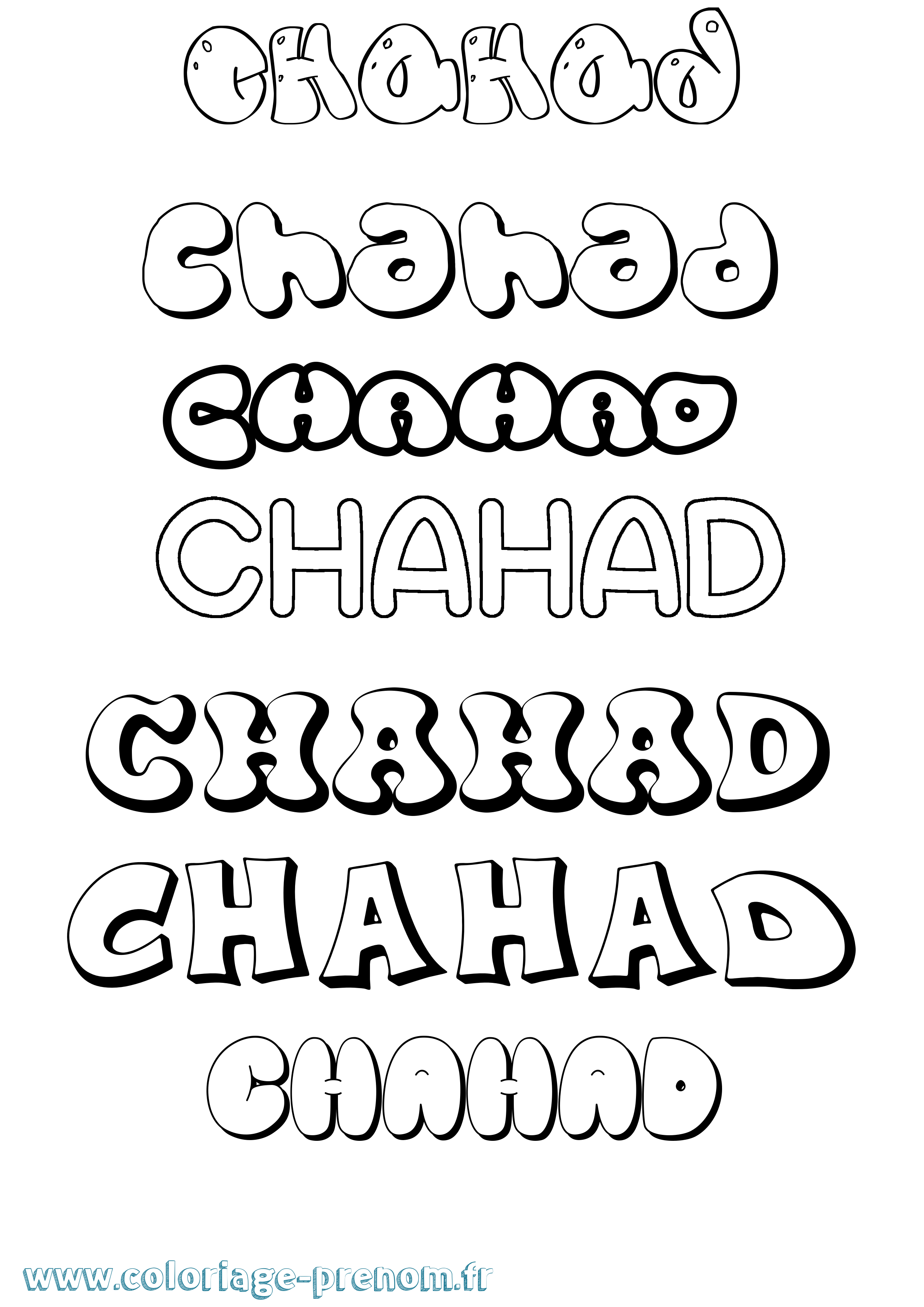 Coloriage prénom Chahad Bubble