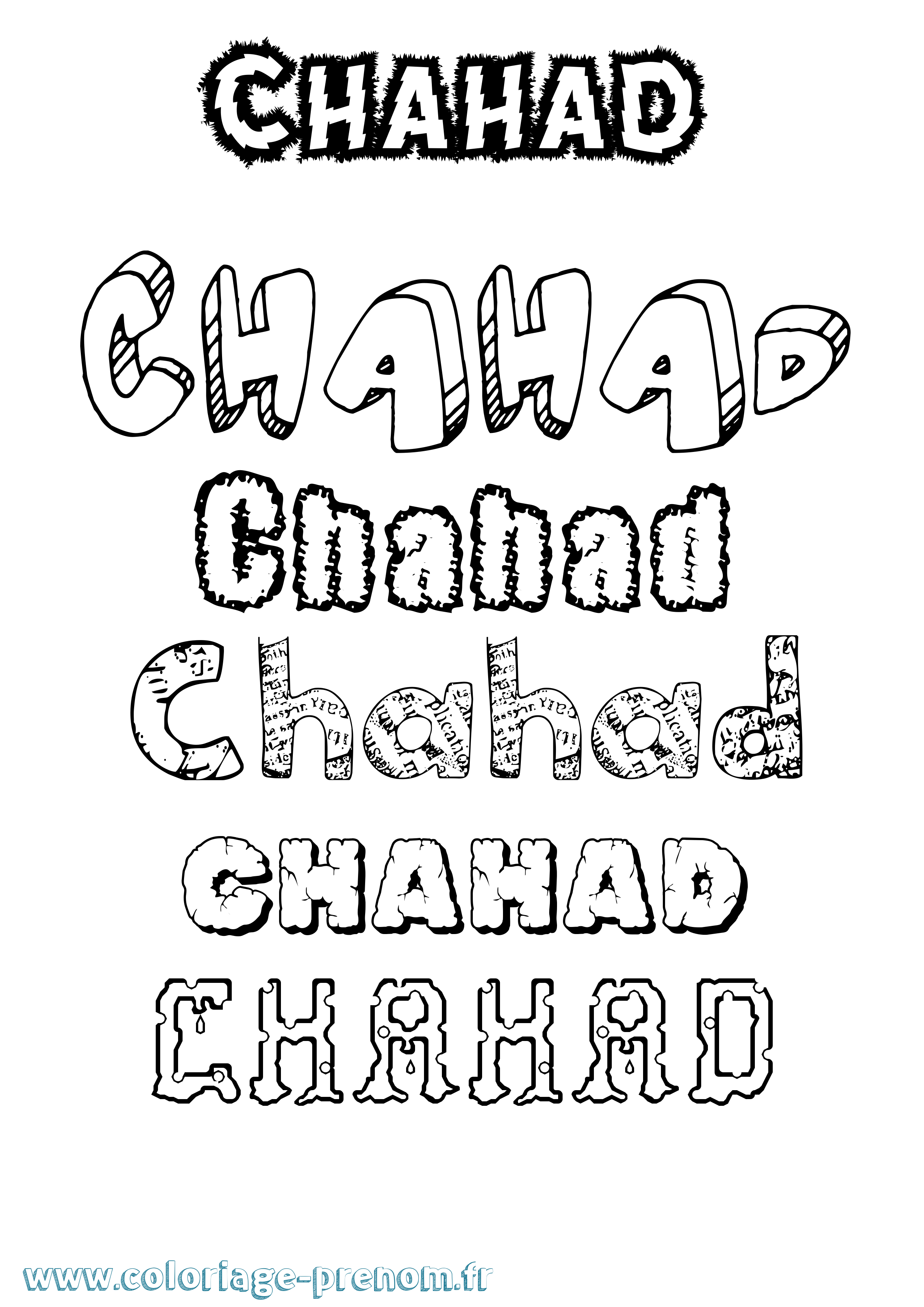 Coloriage prénom Chahad Destructuré