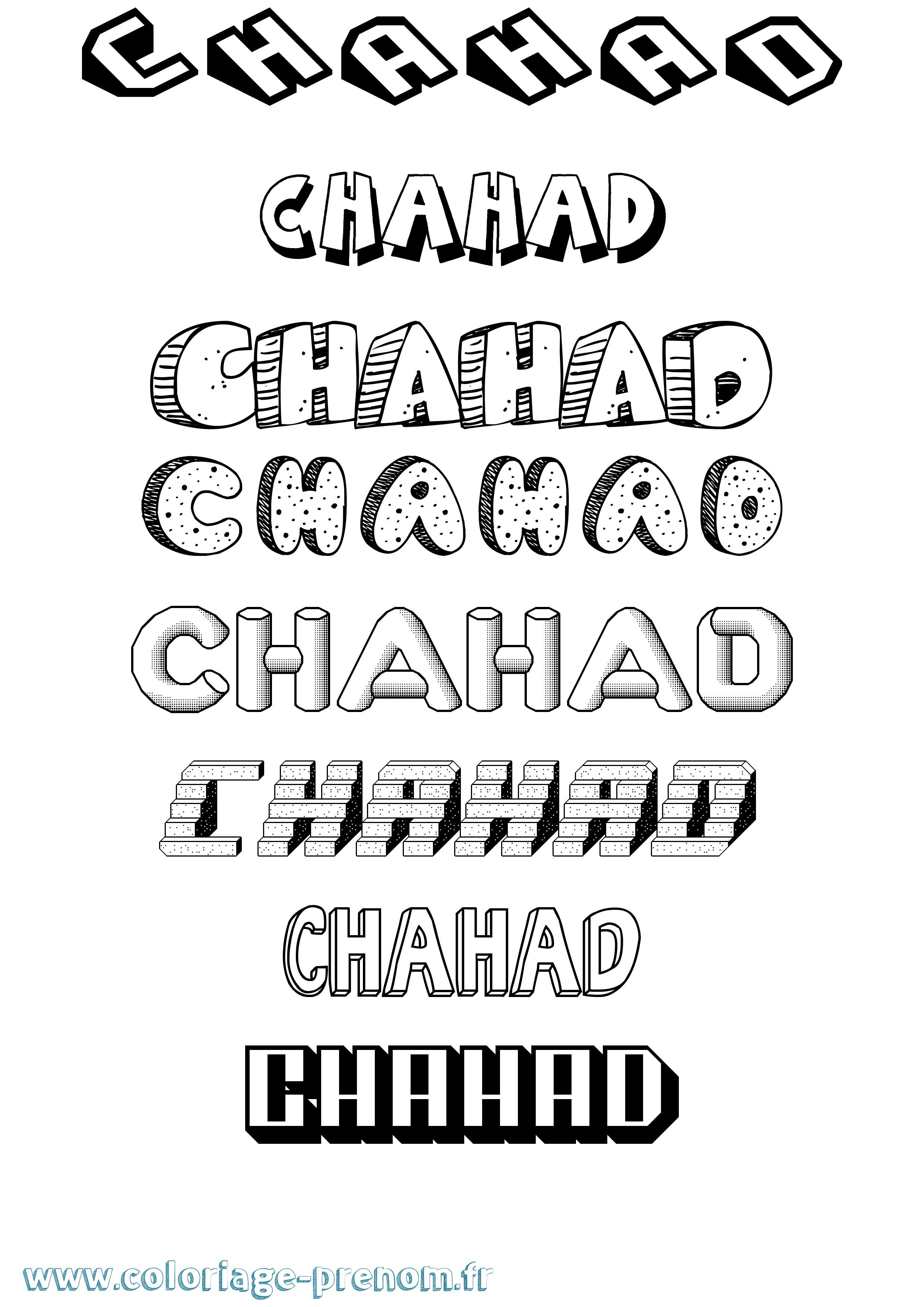Coloriage prénom Chahad Effet 3D