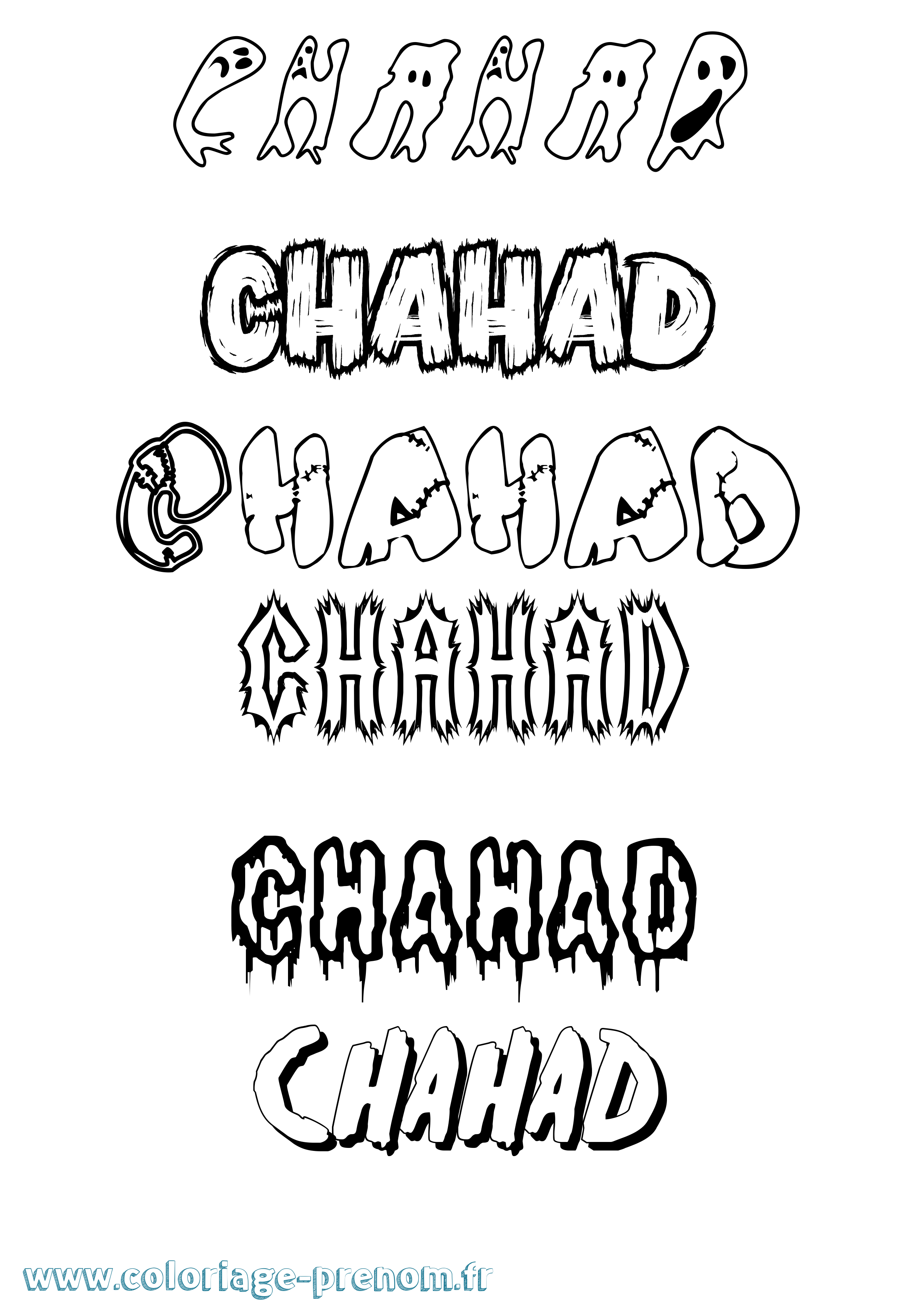 Coloriage prénom Chahad Frisson