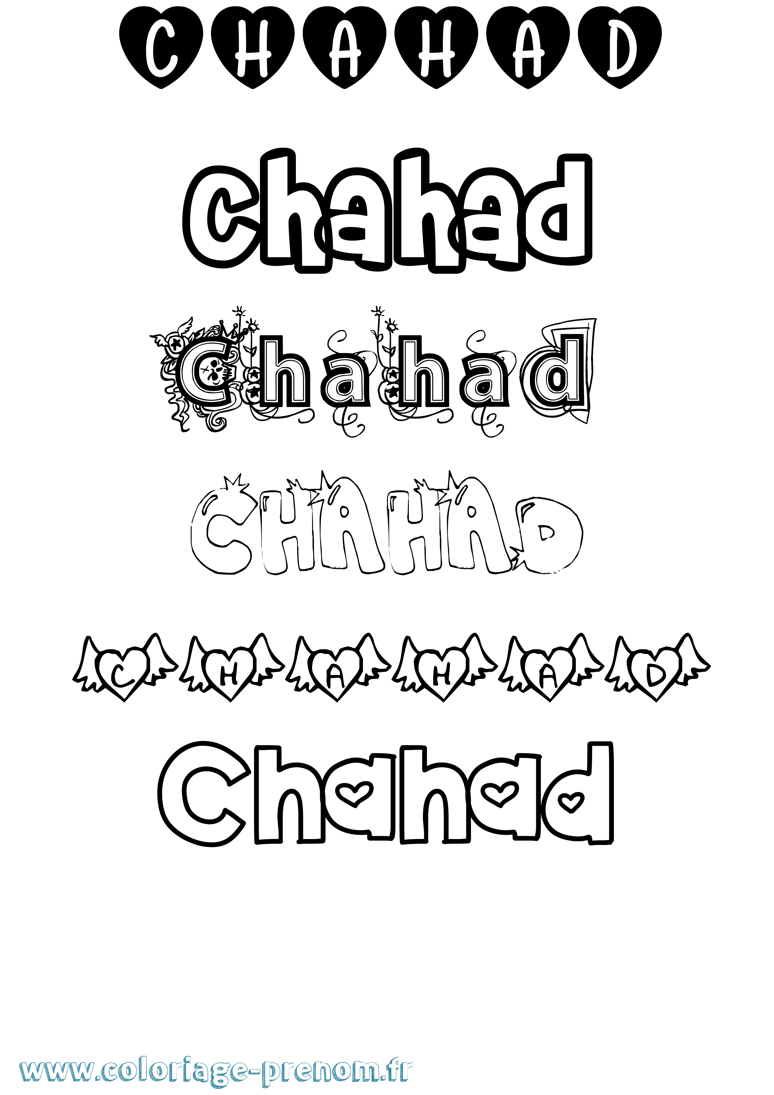 Coloriage prénom Chahad Girly