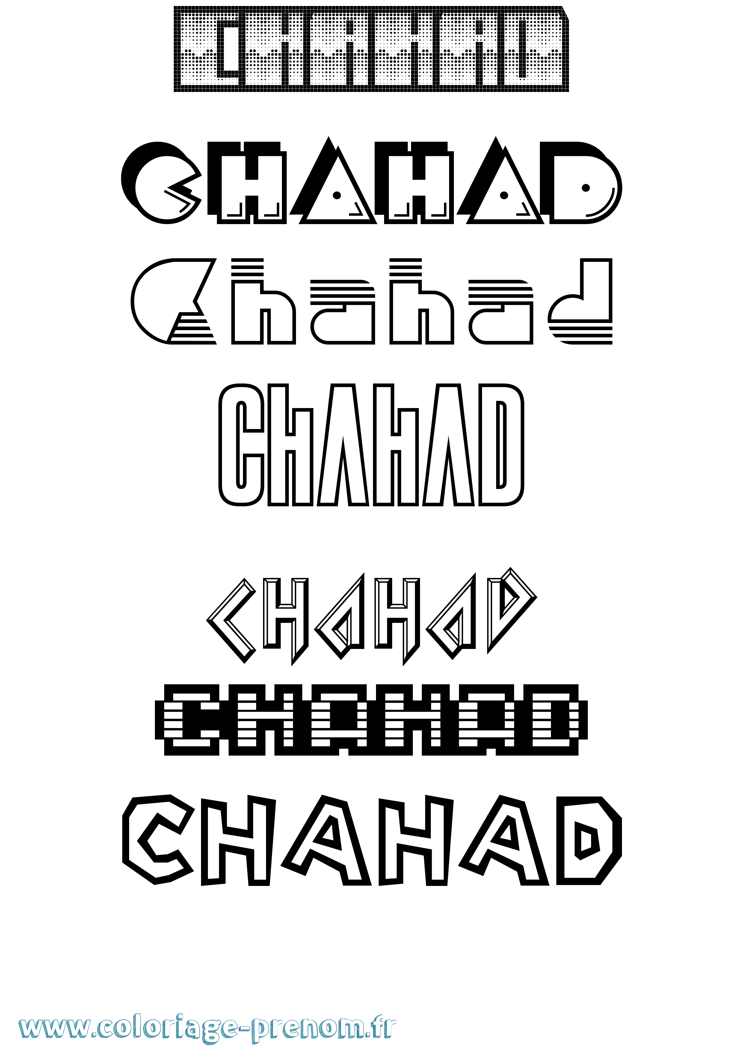 Coloriage prénom Chahad Jeux Vidéos