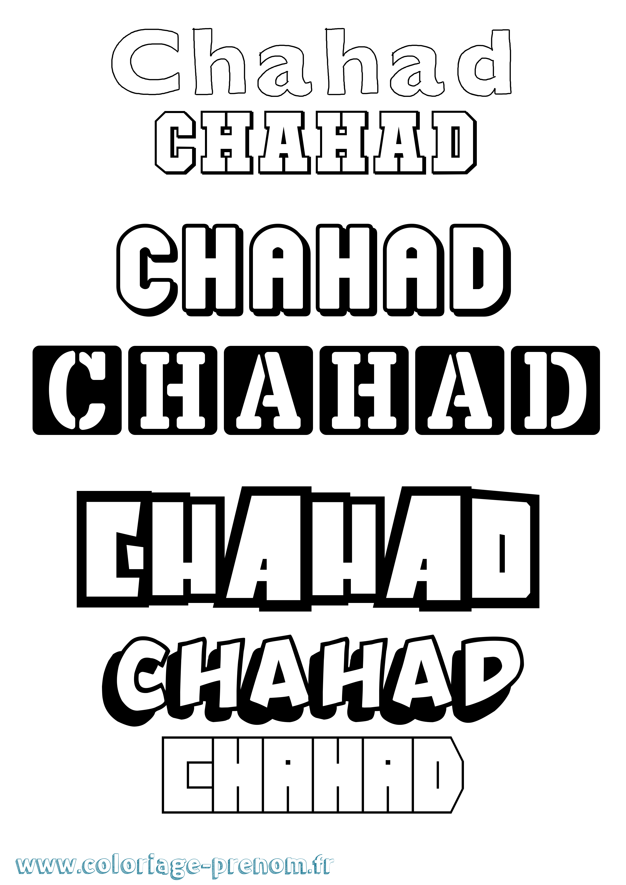 Coloriage prénom Chahad Simple