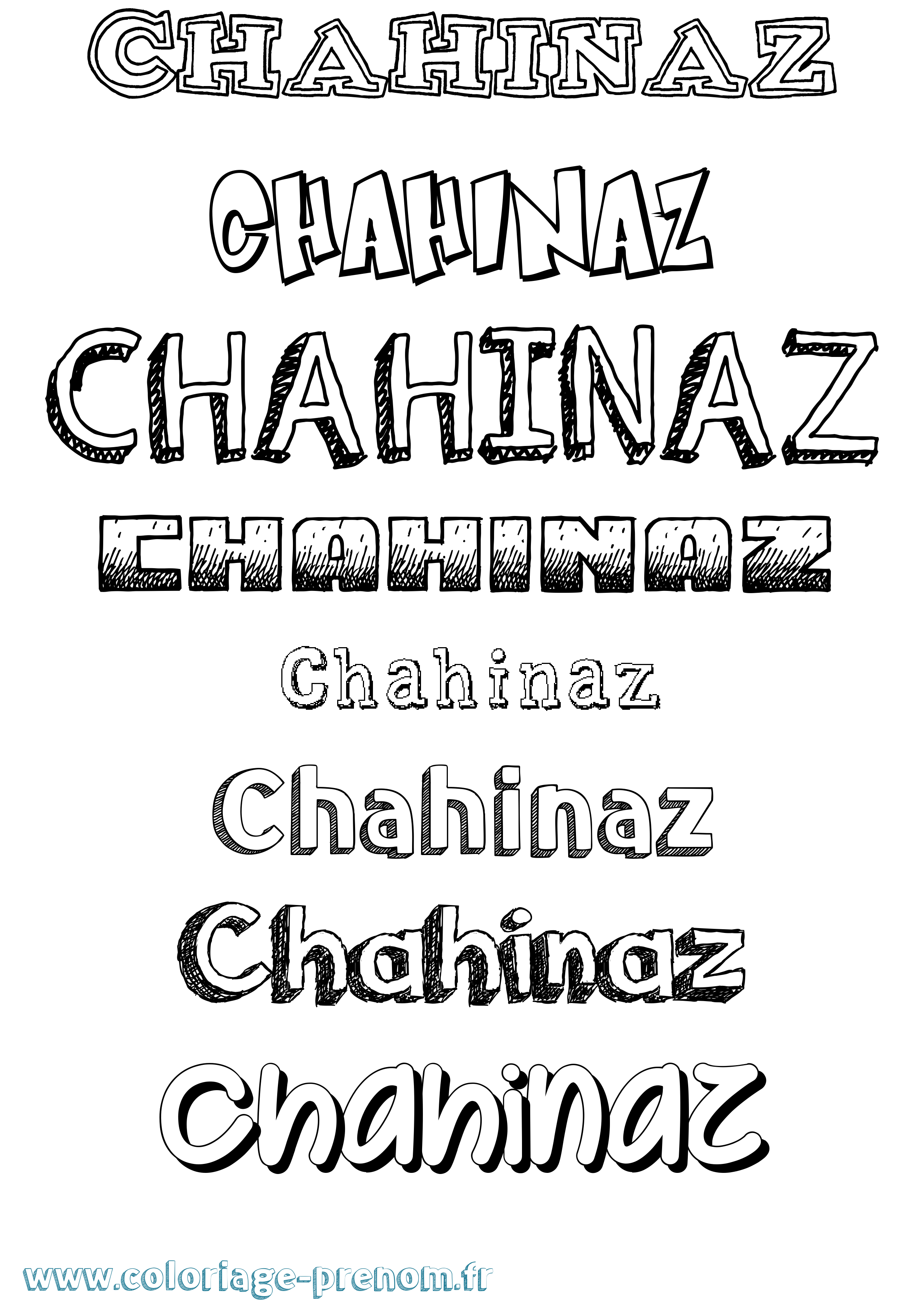 Coloriage prénom Chahinaz Dessiné