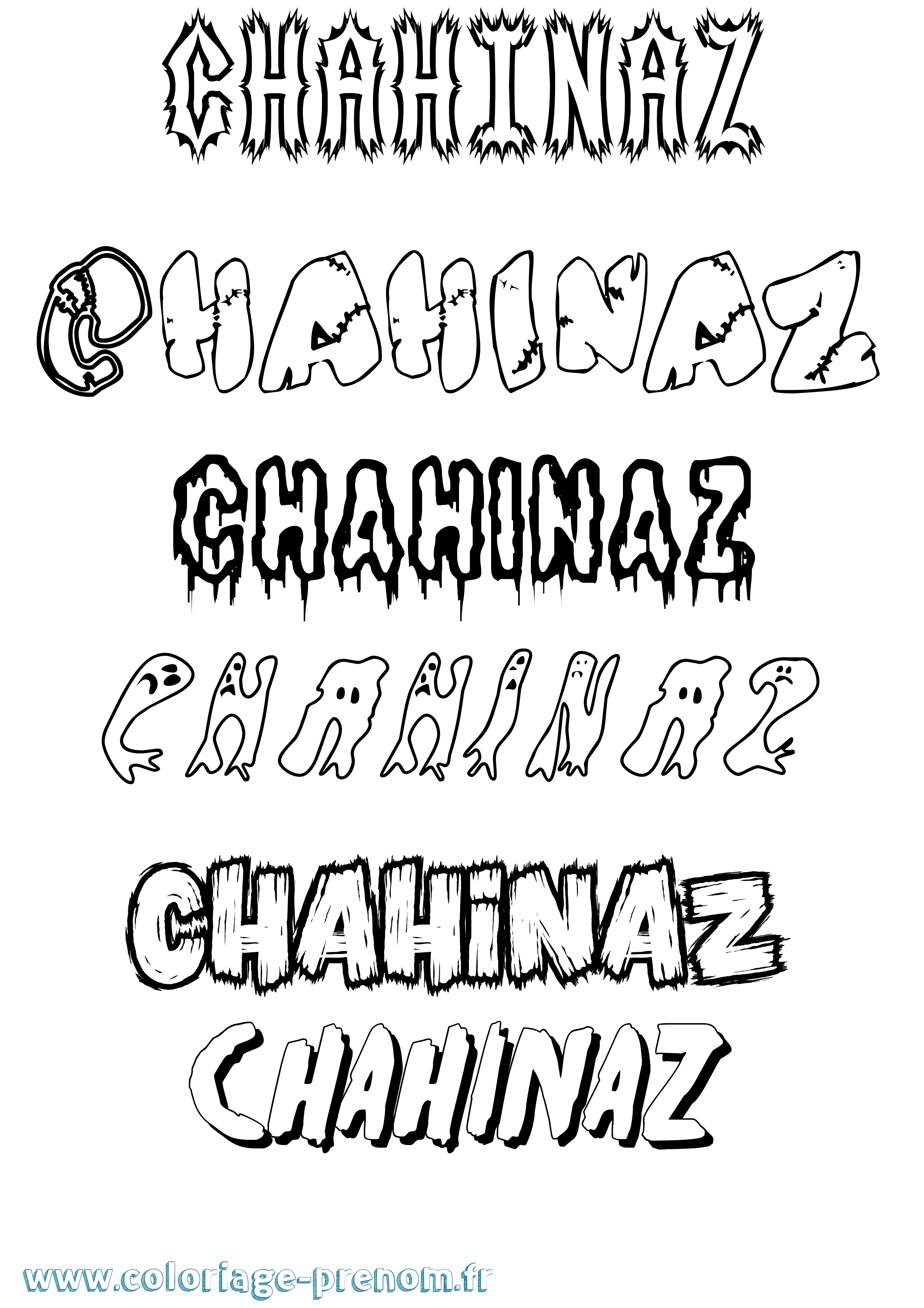 Coloriage prénom Chahinaz Frisson