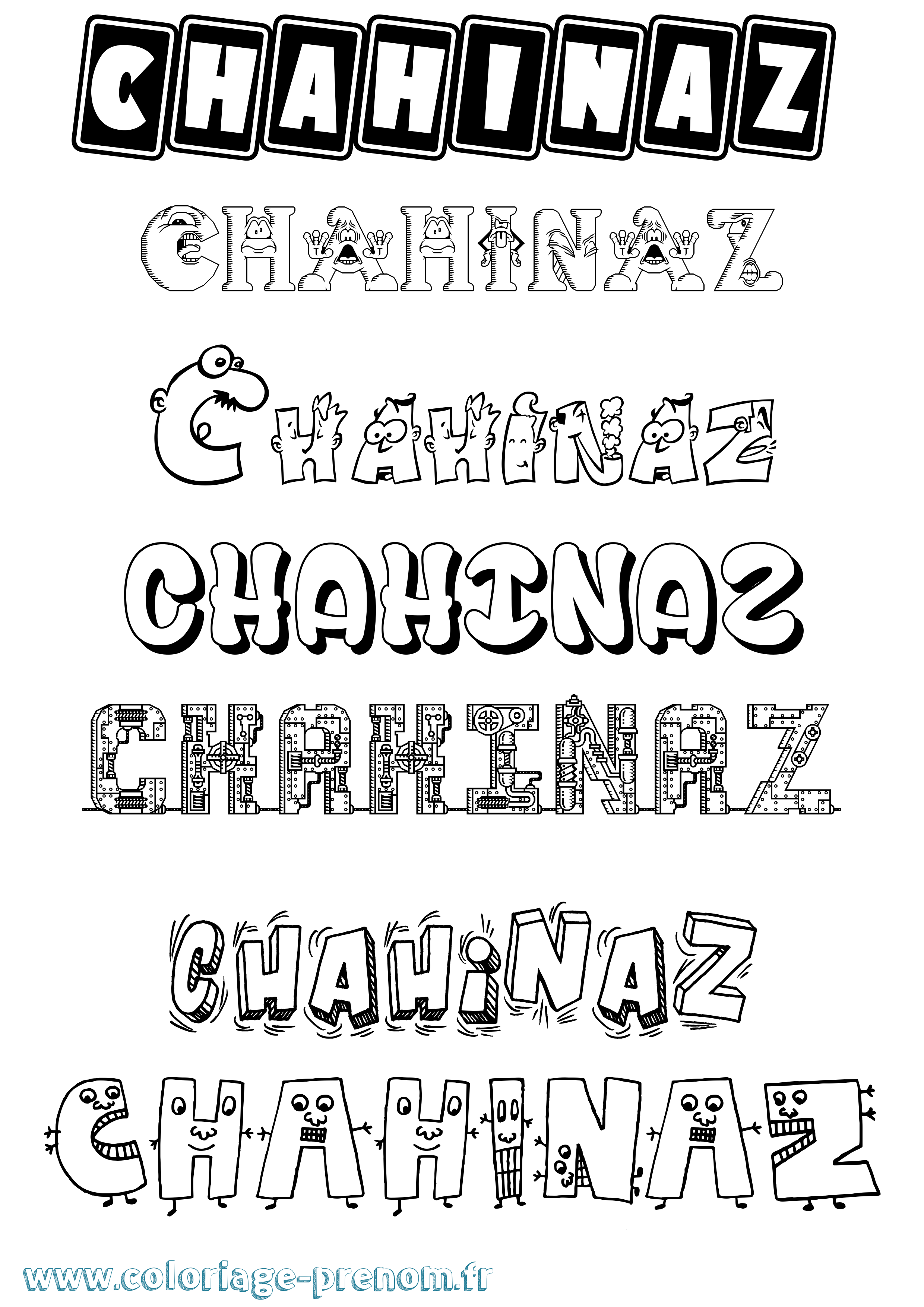 Coloriage prénom Chahinaz Fun
