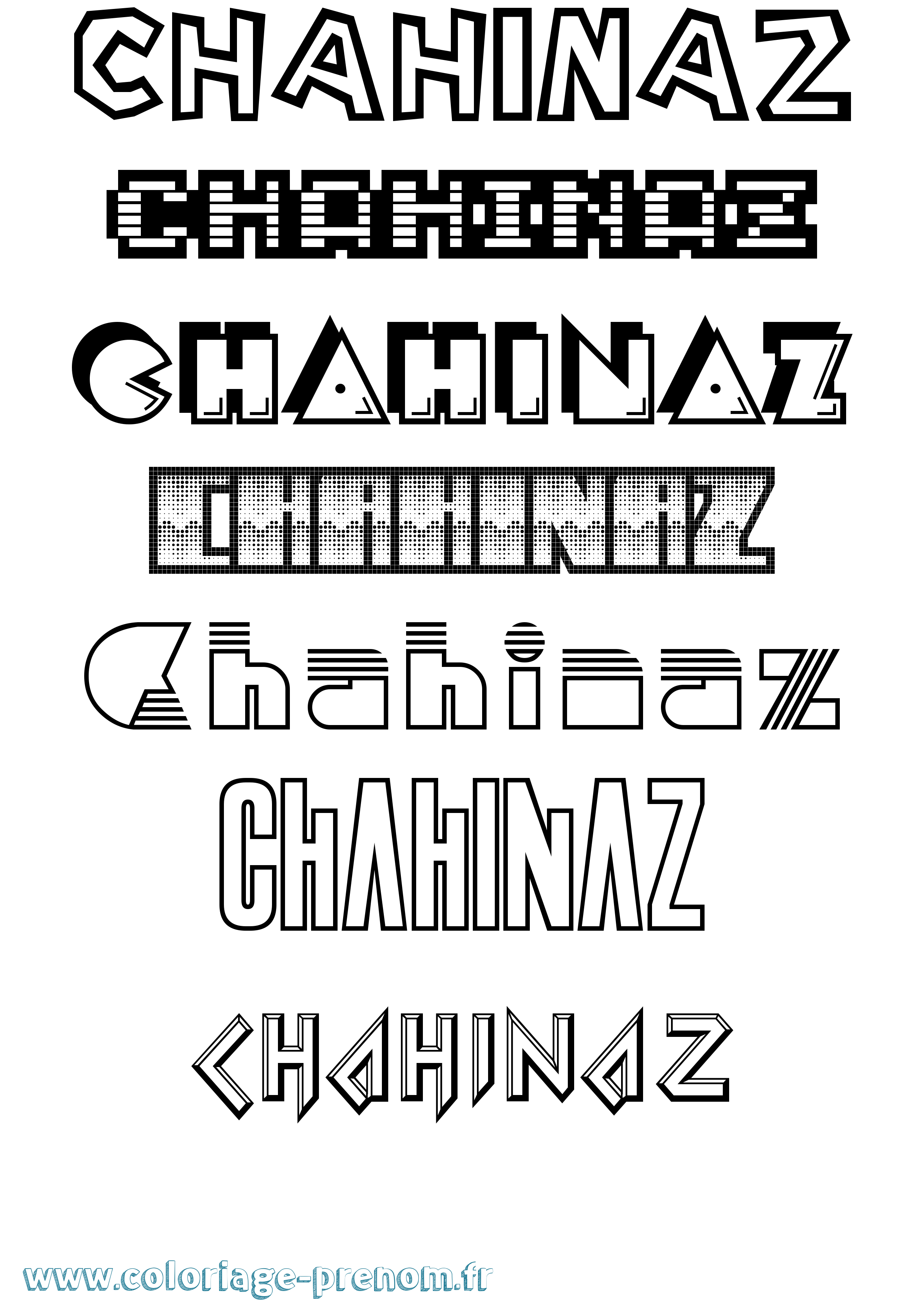 Coloriage prénom Chahinaz Jeux Vidéos