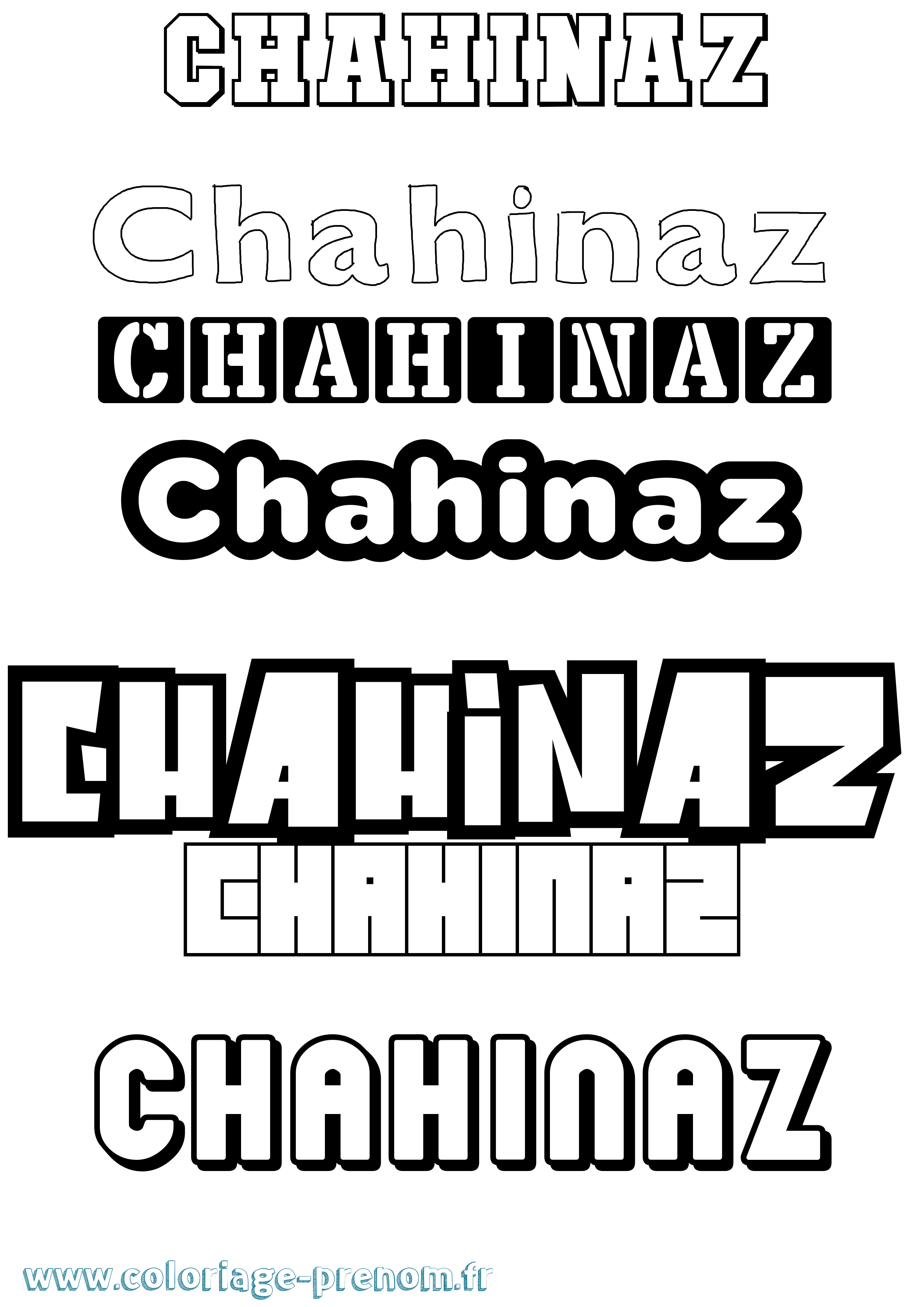 Coloriage prénom Chahinaz Simple
