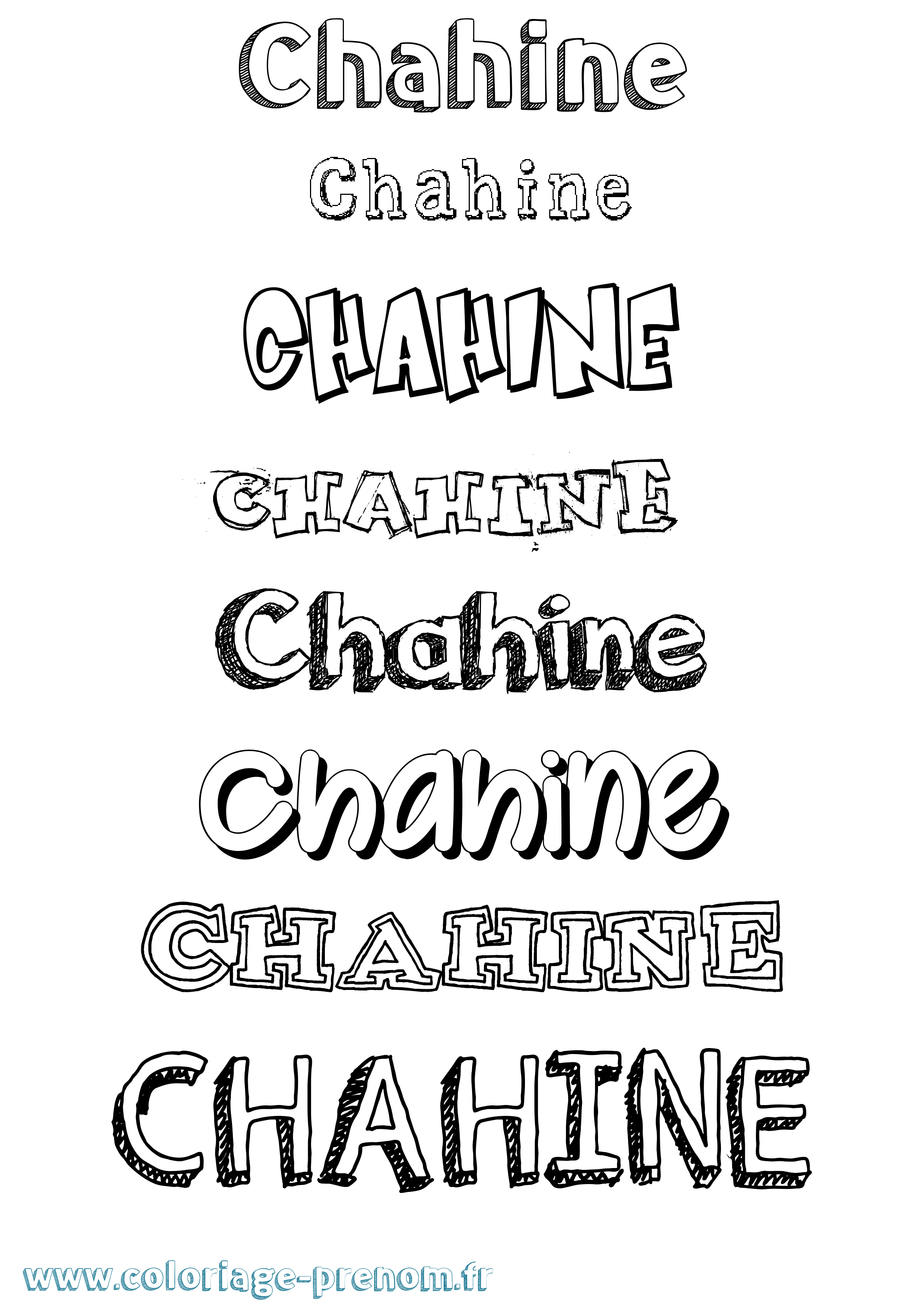 Coloriage prénom Chahine