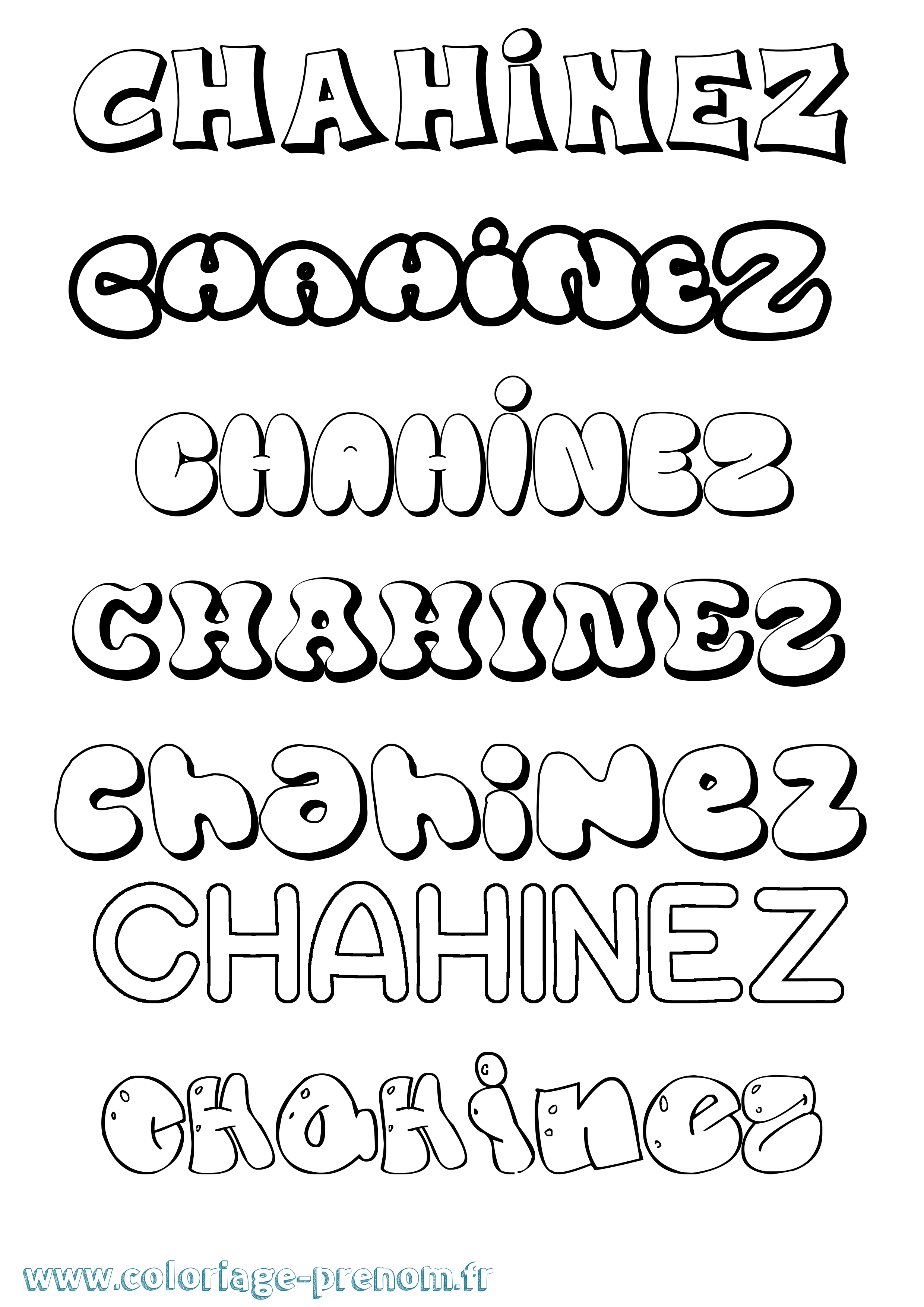 Coloriage Chahinez Bubble Coloriage prénom Chahinez Bubble