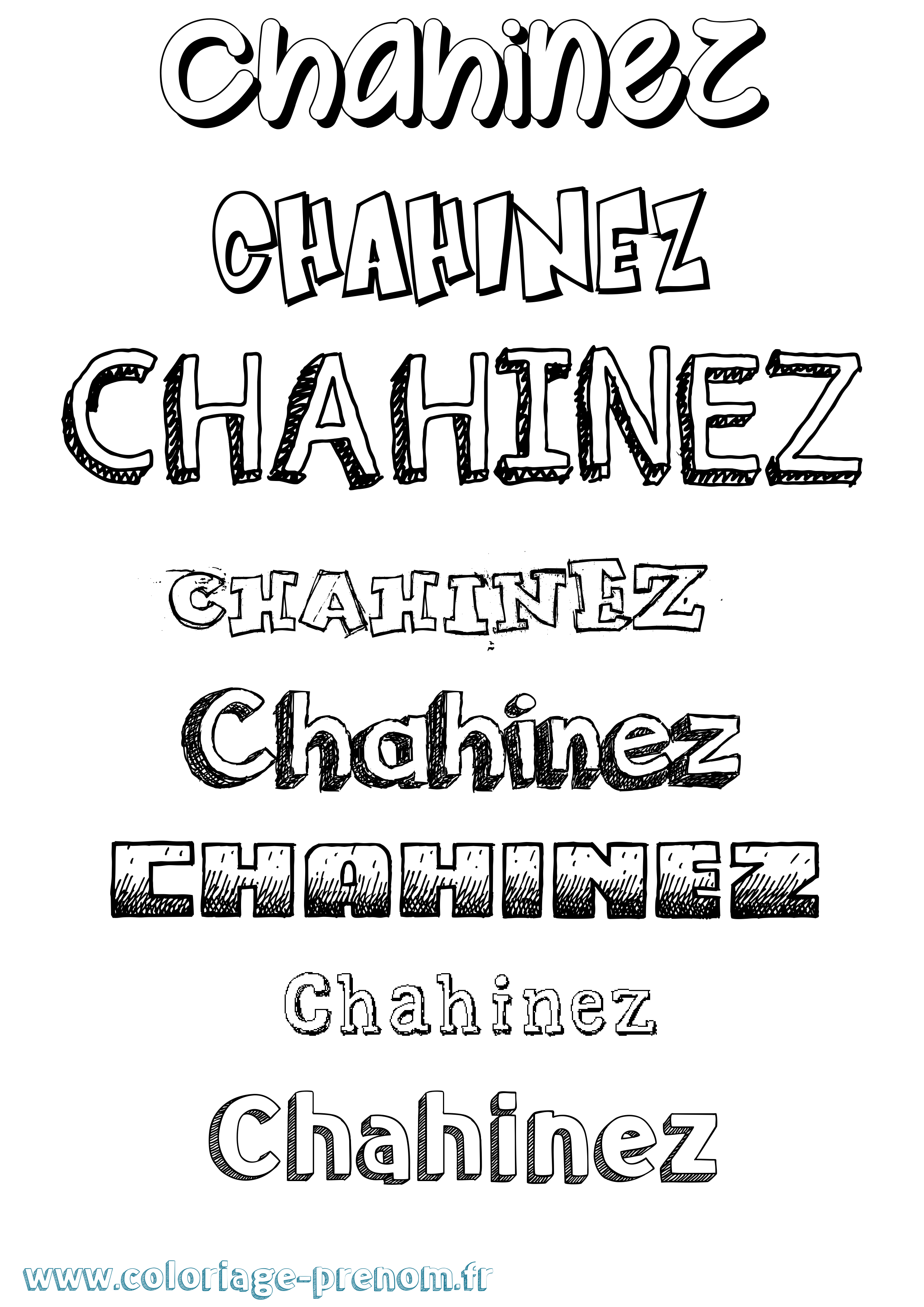 Coloriage prénom Chahinez Dessiné