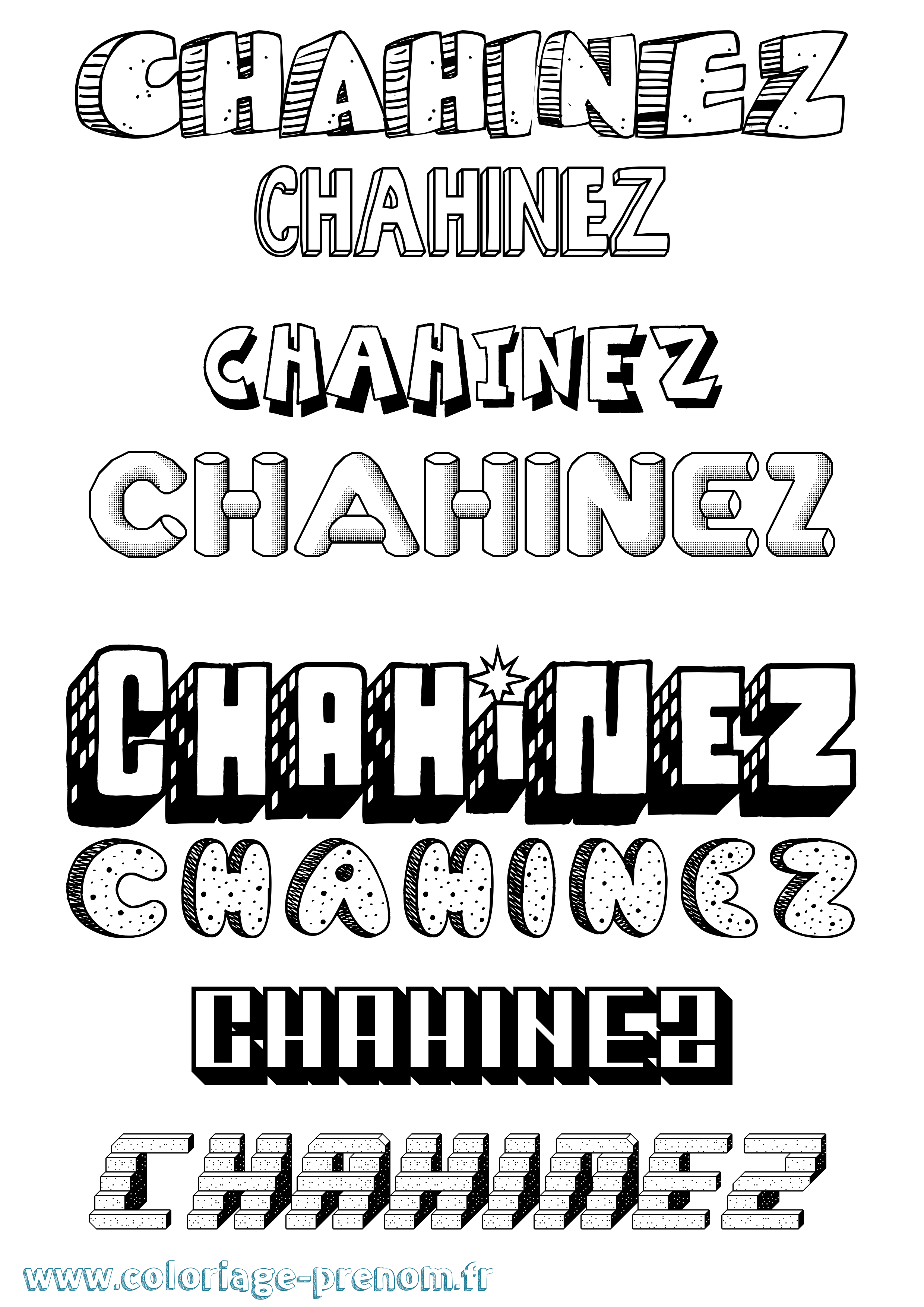 Coloriage prénom Chahinez Effet 3D