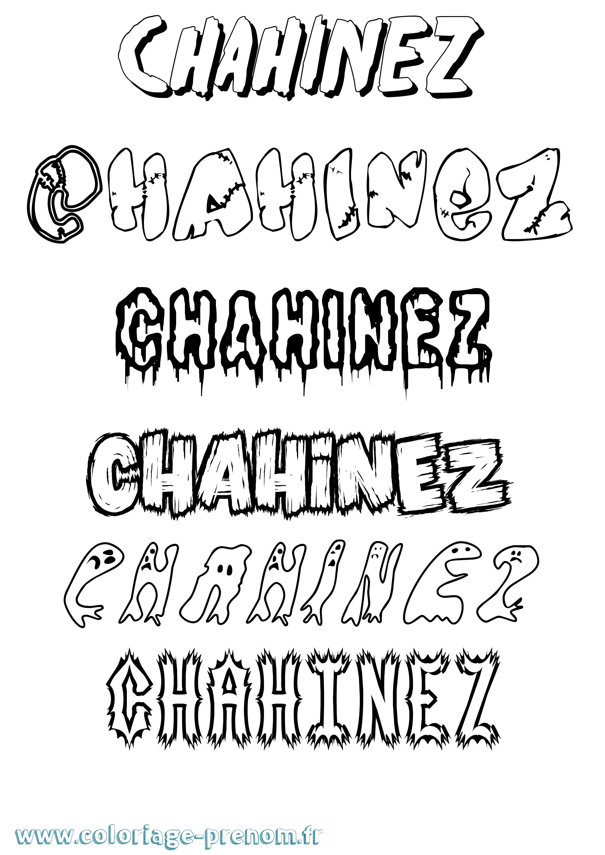 Coloriage Chahinez Frisson Coloriage prénom Chahinez Frisson