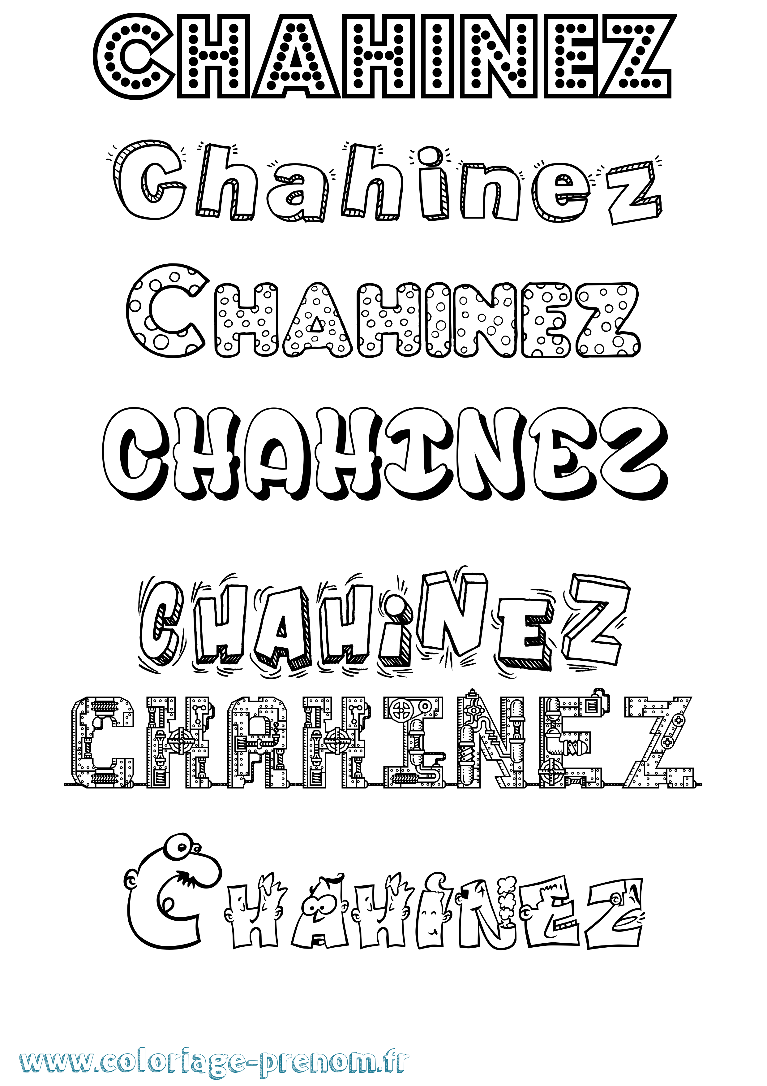 Coloriage prénom Chahinez Fun