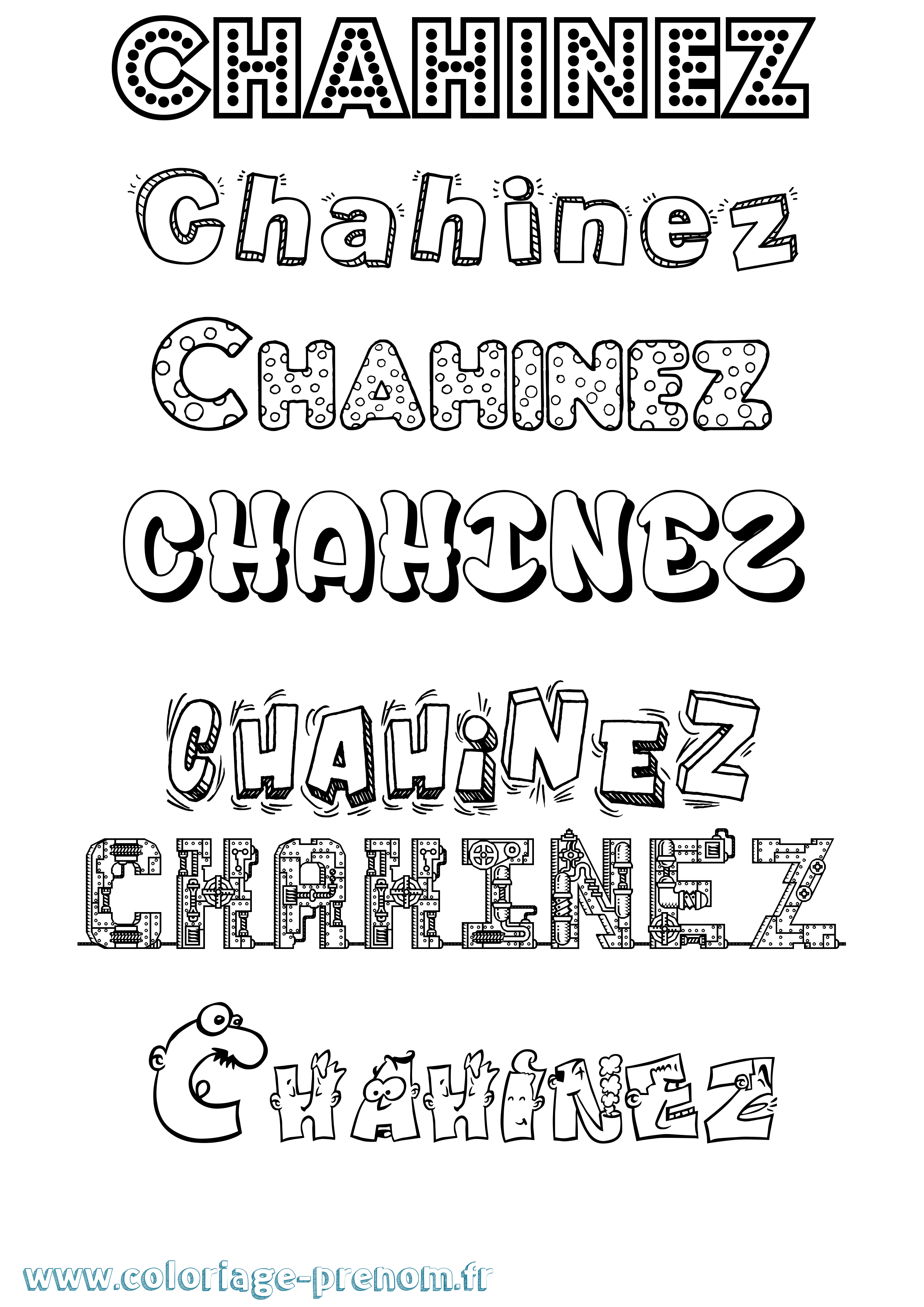 Coloriage Chahinez Fun Coloriage prénom Chahinez Fun