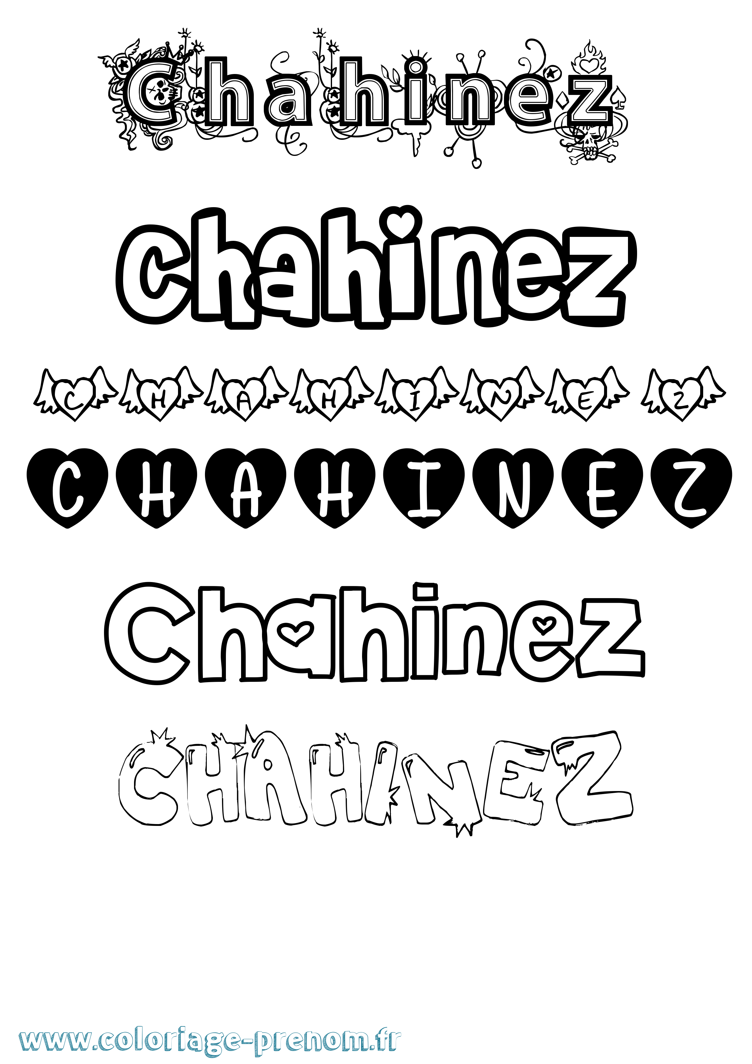 Coloriage prénom Chahinez Girly