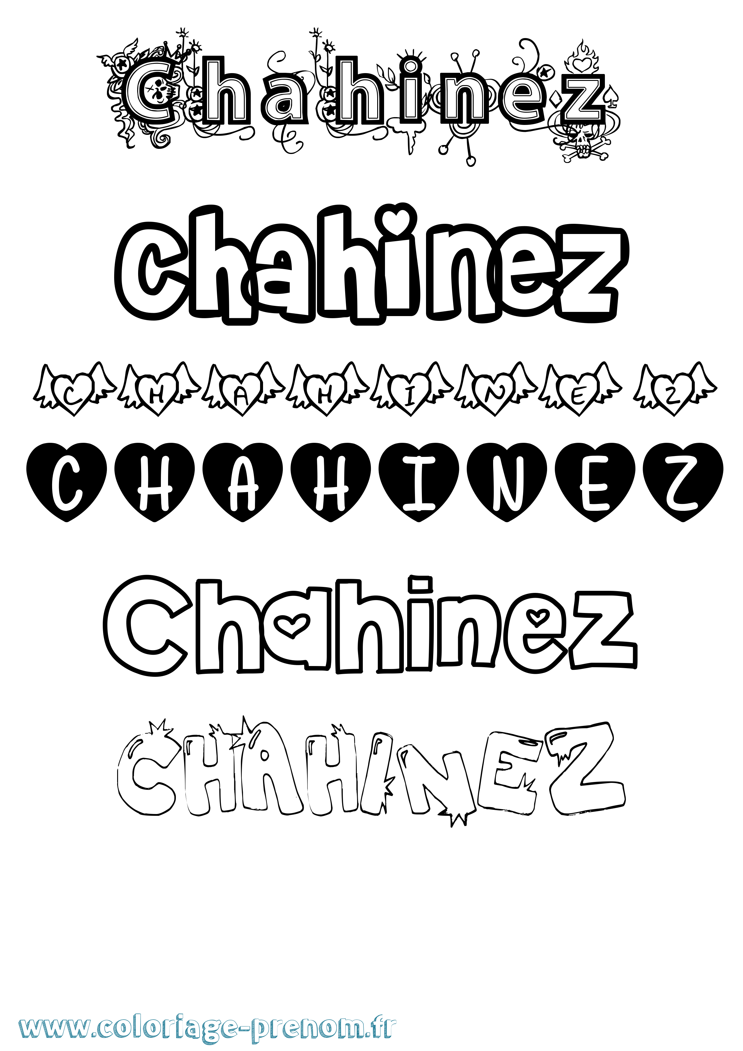 Coloriage Chahinez Girly Coloriage prénom Chahinez Girly