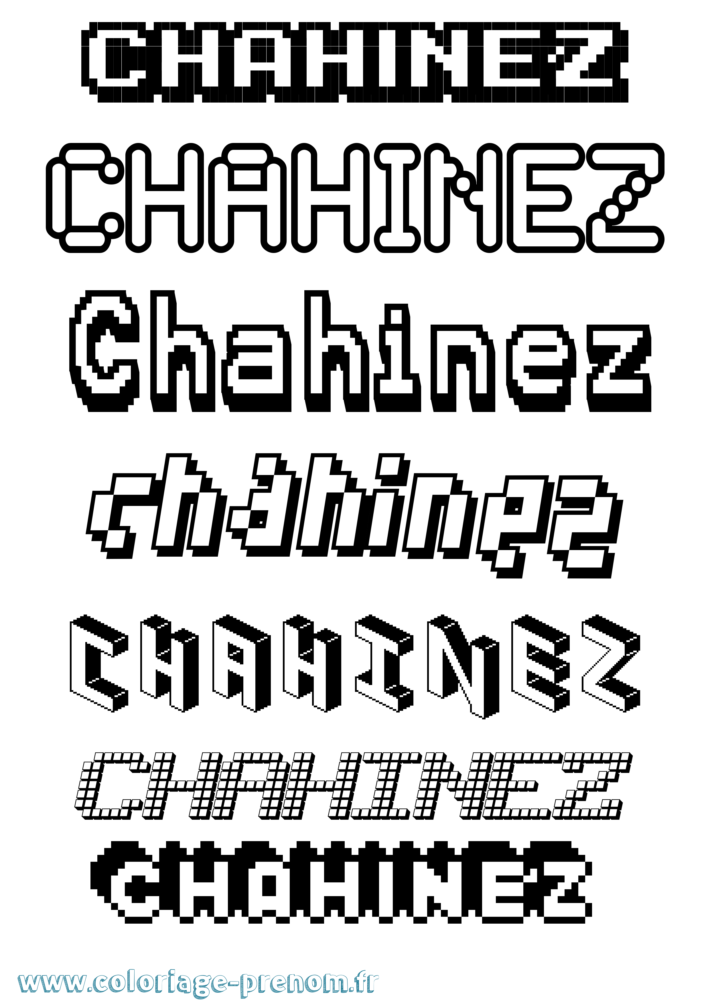 Coloriage prénom Chahinez Pixel