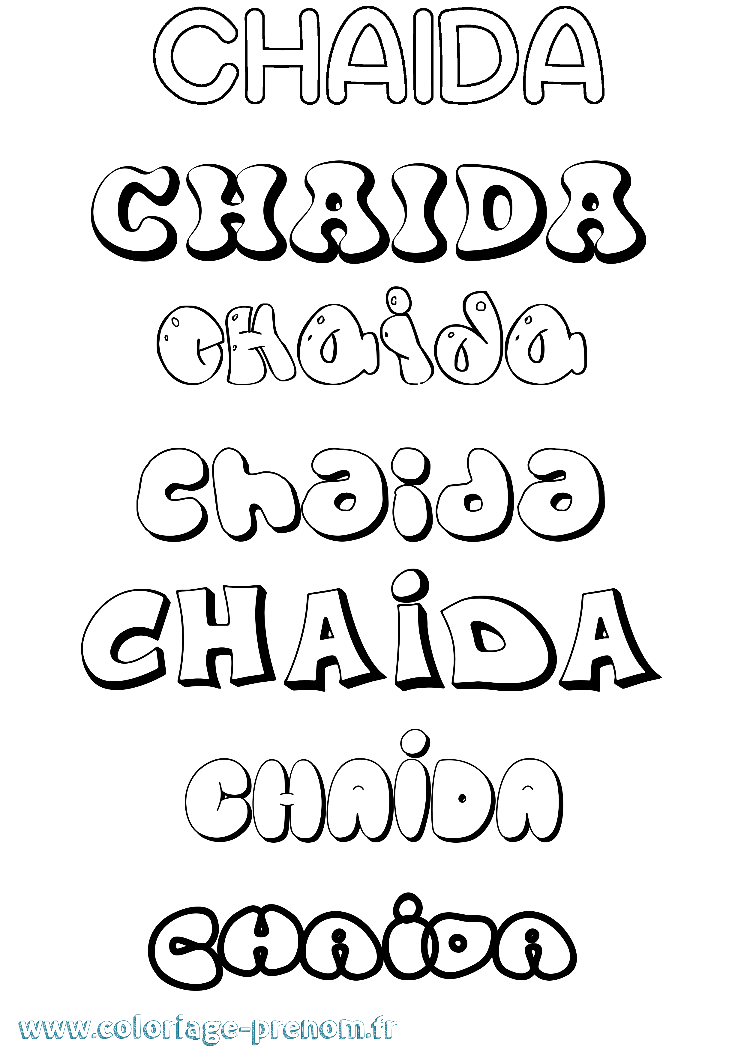 Coloriage prénom Chaida Bubble