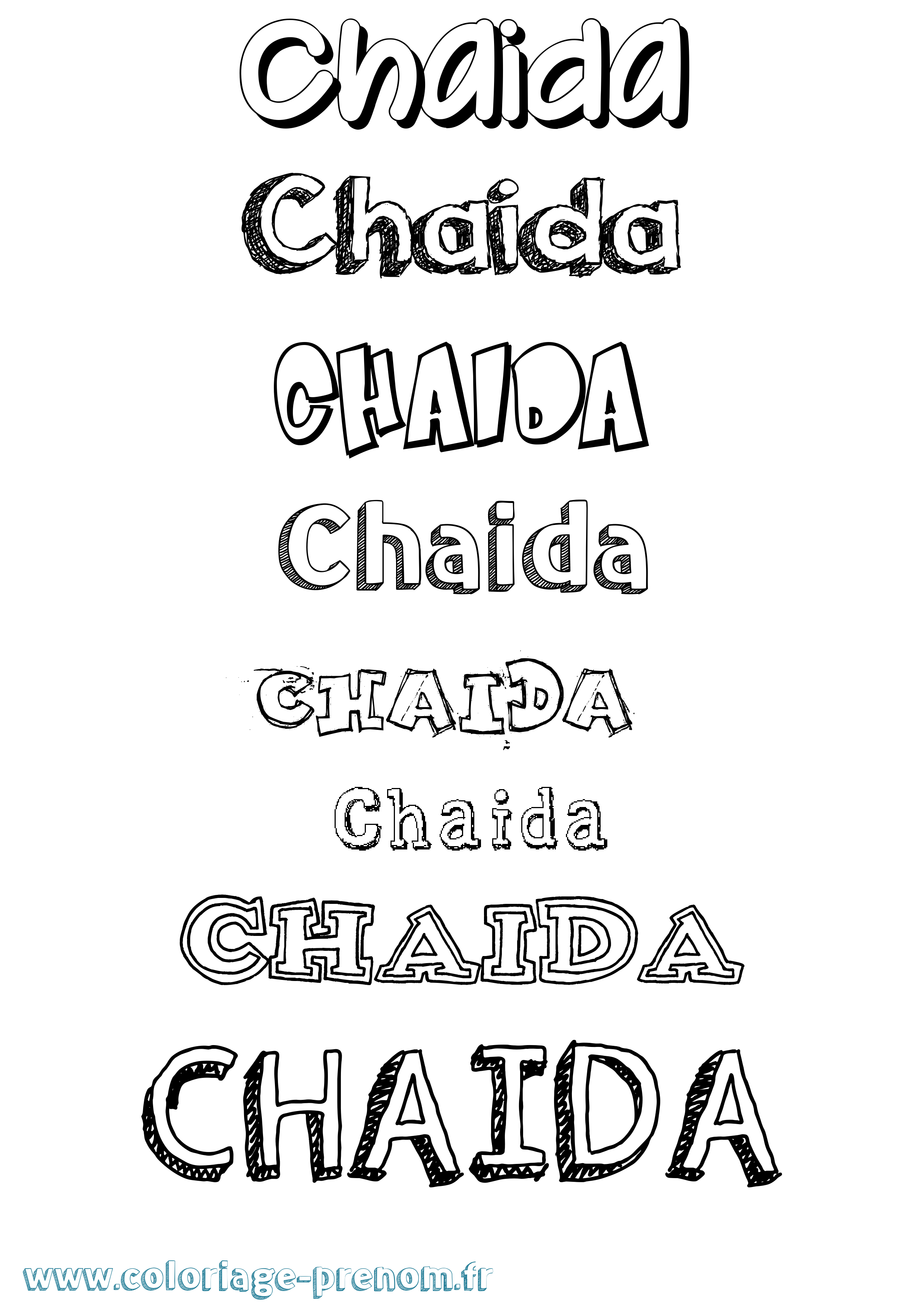 Coloriage prénom Chaida Dessiné