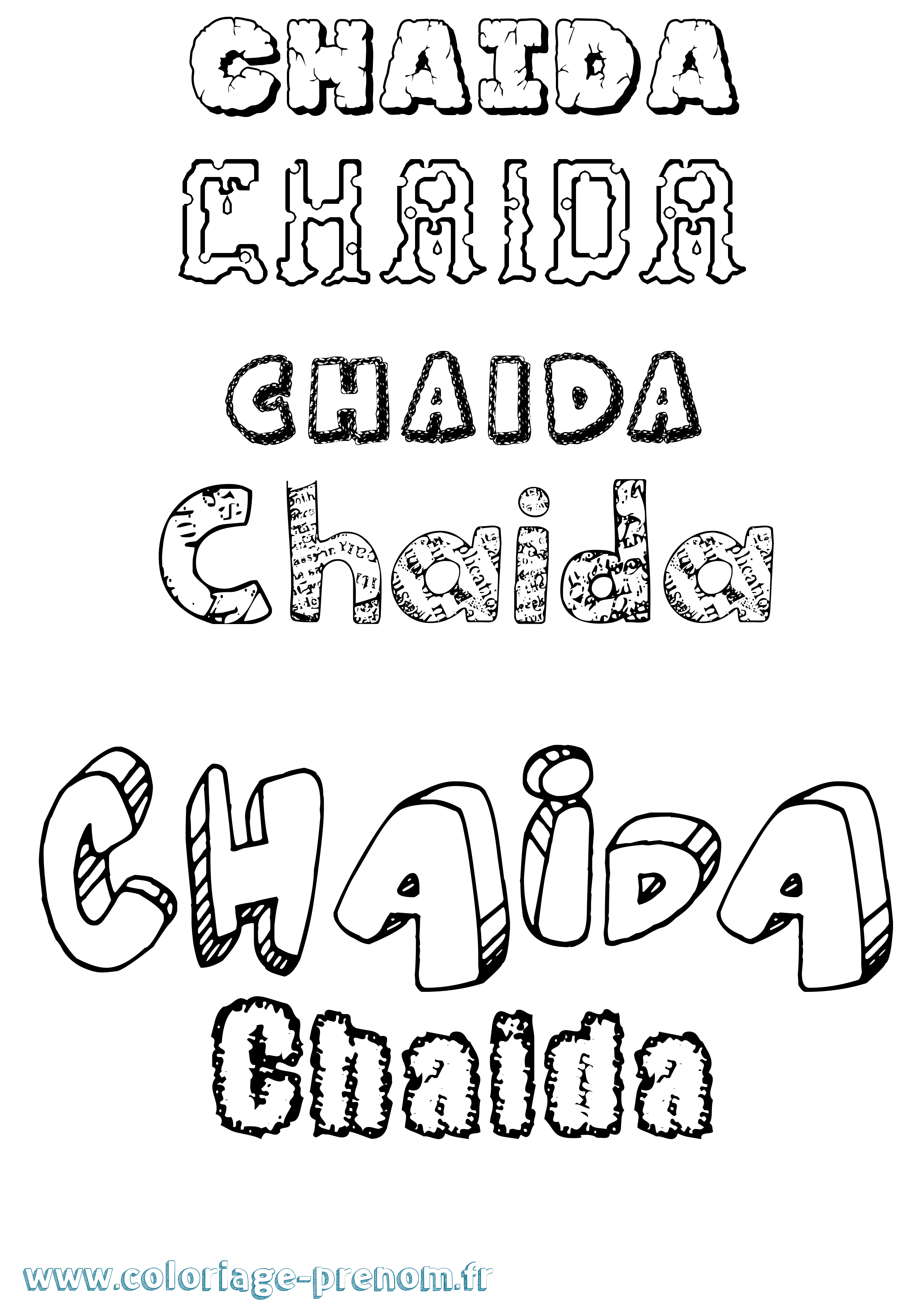Coloriage prénom Chaida Destructuré