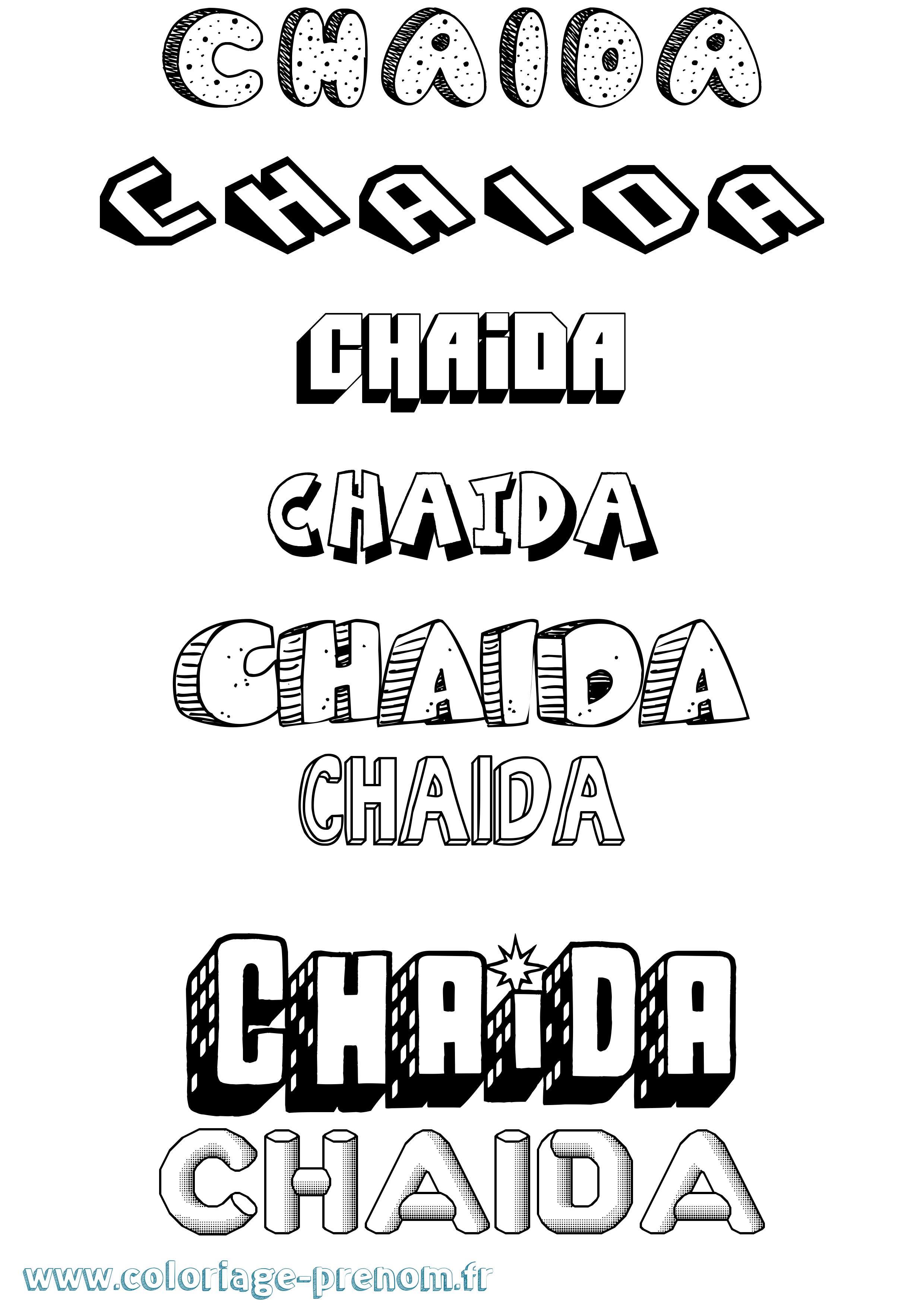 Coloriage prénom Chaida Effet 3D
