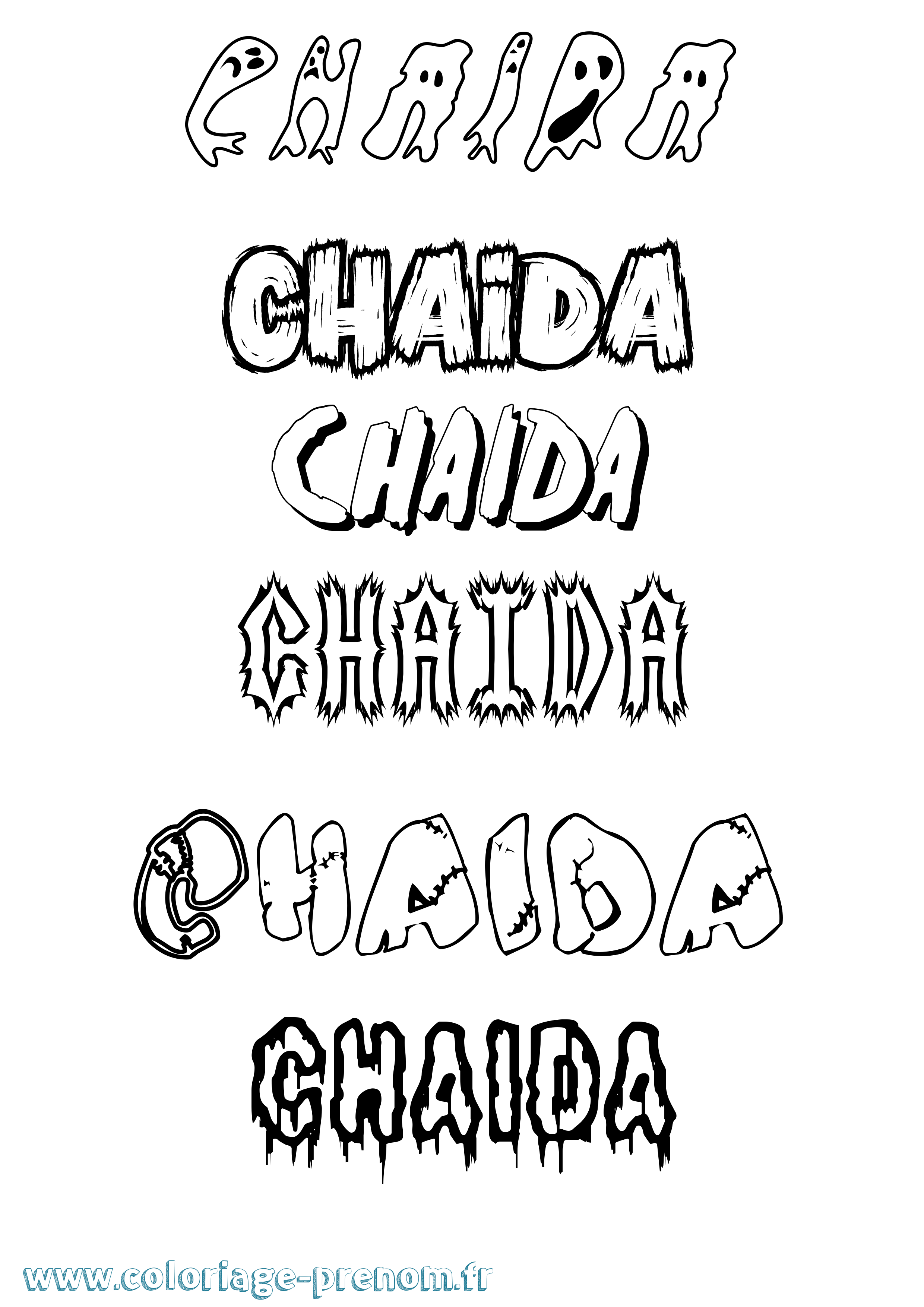 Coloriage prénom Chaida Frisson