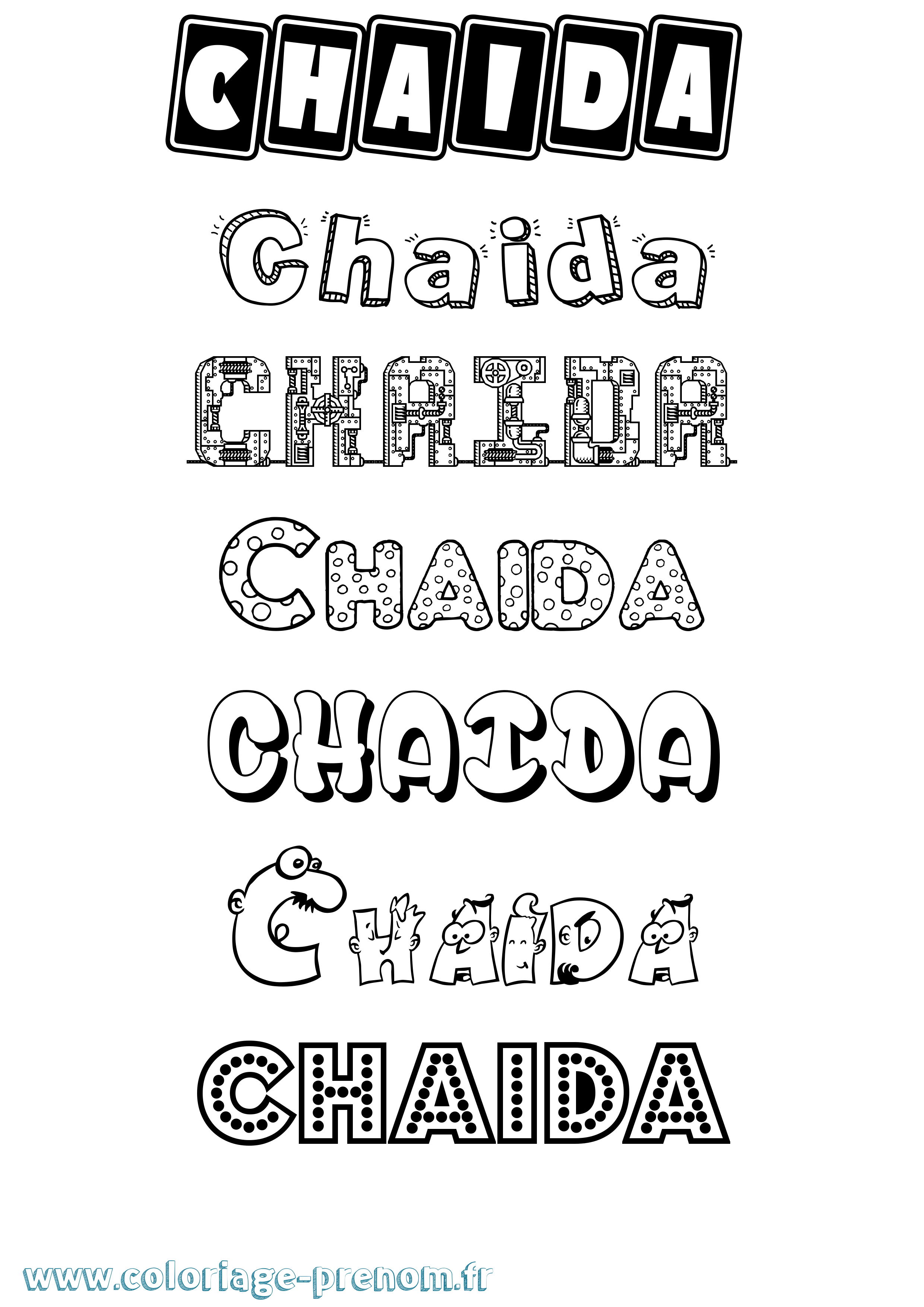 Coloriage prénom Chaida Fun