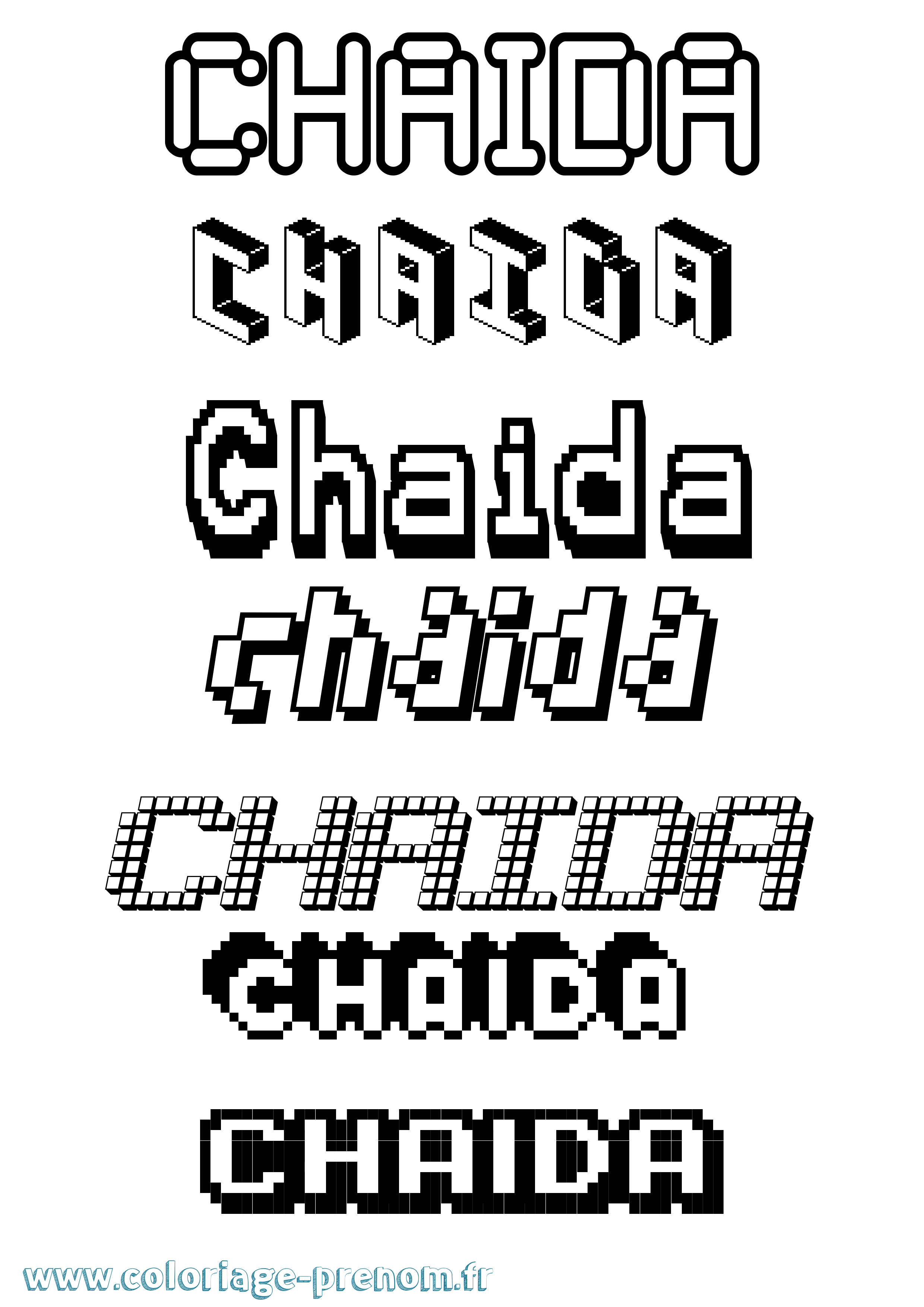 Coloriage prénom Chaida Pixel