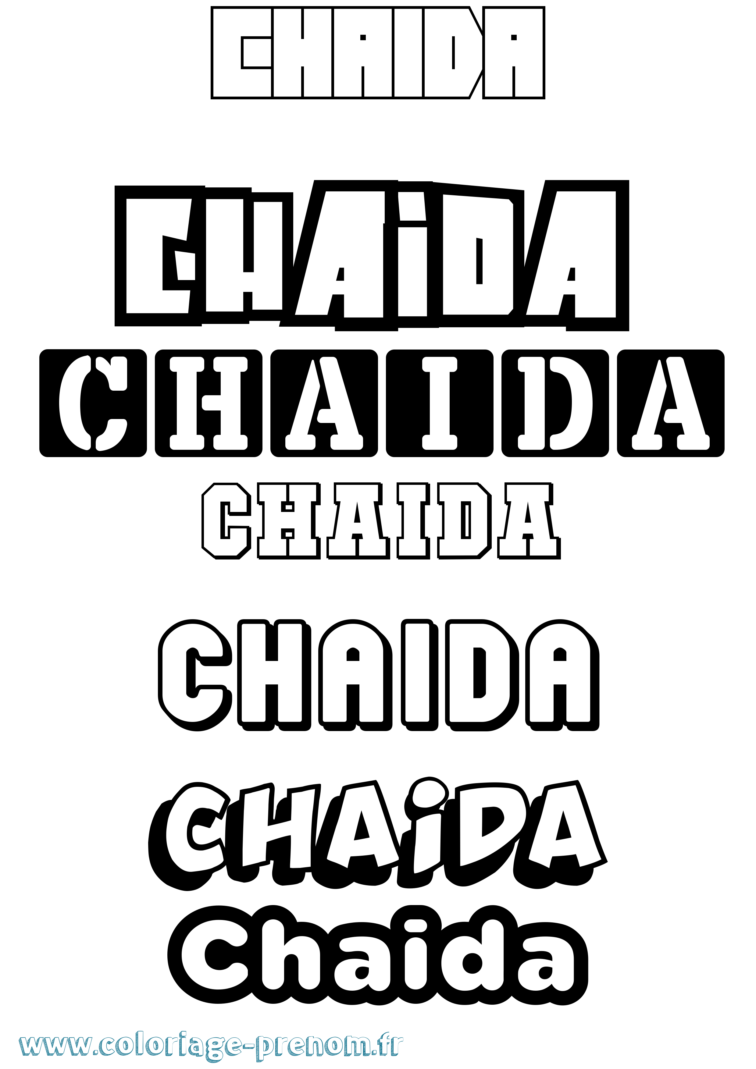 Coloriage prénom Chaida Simple