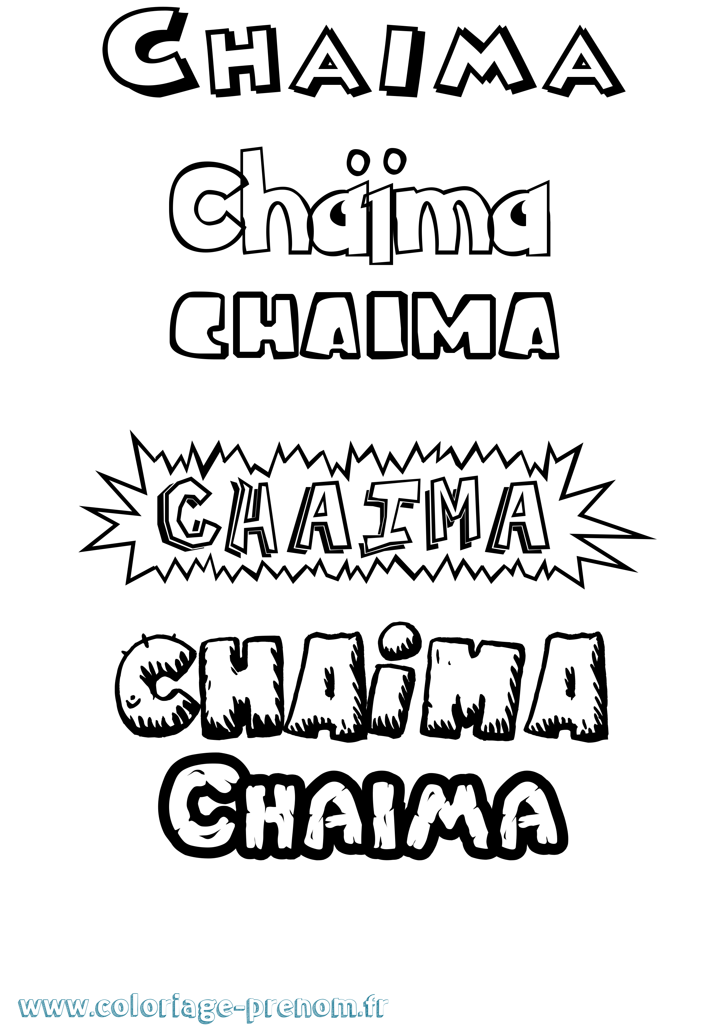Coloriage Chaïma Dessin Animé Coloriage prénom Chaïma Dessin Animé