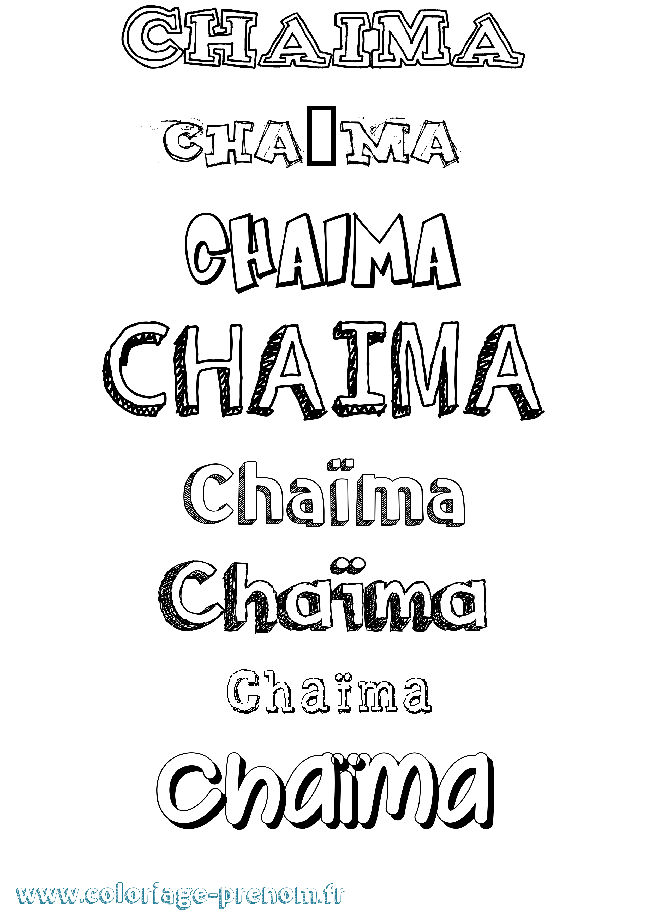 Coloriage Chaïma Dessiné Coloriage prénom Chaïma Dessiné