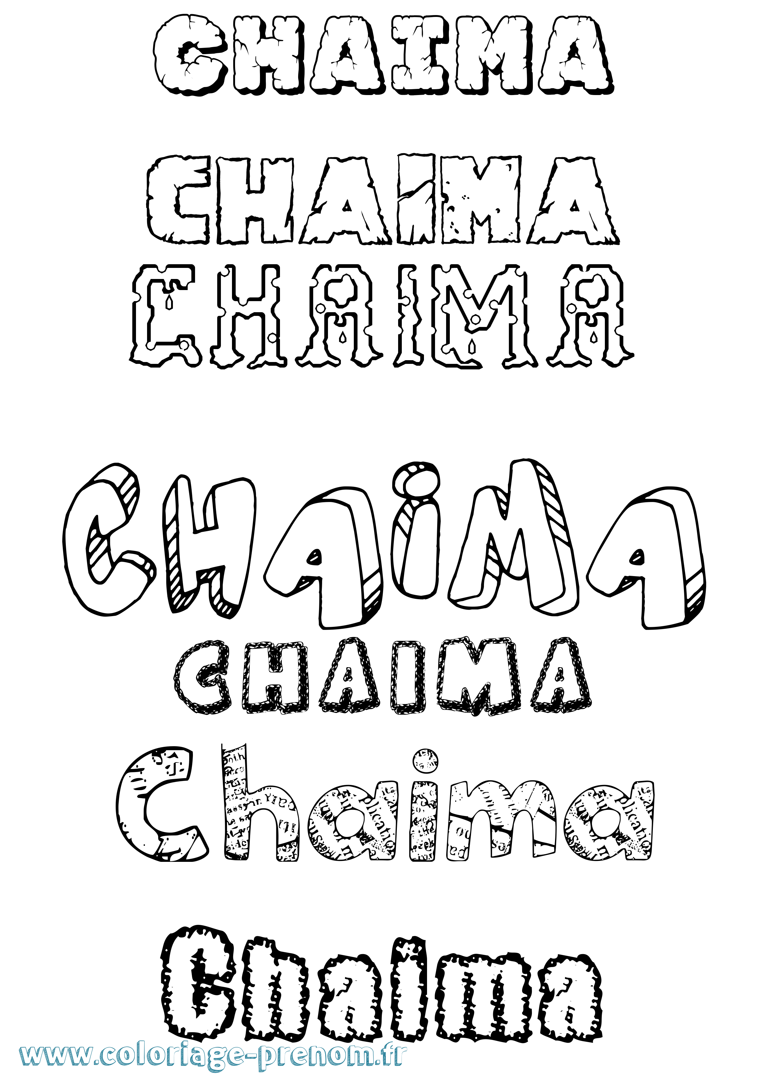 Coloriage Chaïma Destructuré Coloriage prénom Chaïma Destructuré