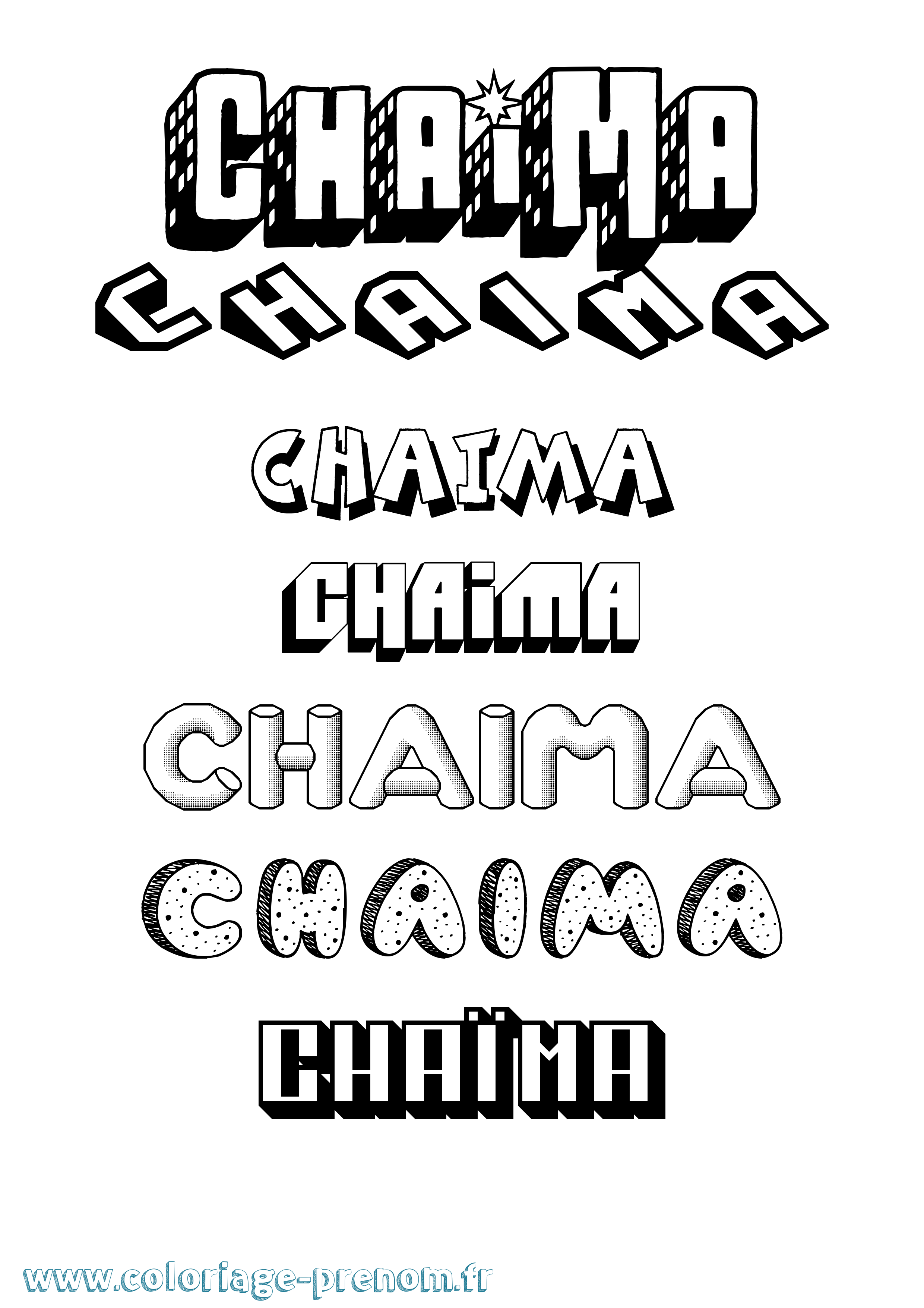 Coloriage Chaïma Effet 3D Coloriage prénom Chaïma Effet 3D