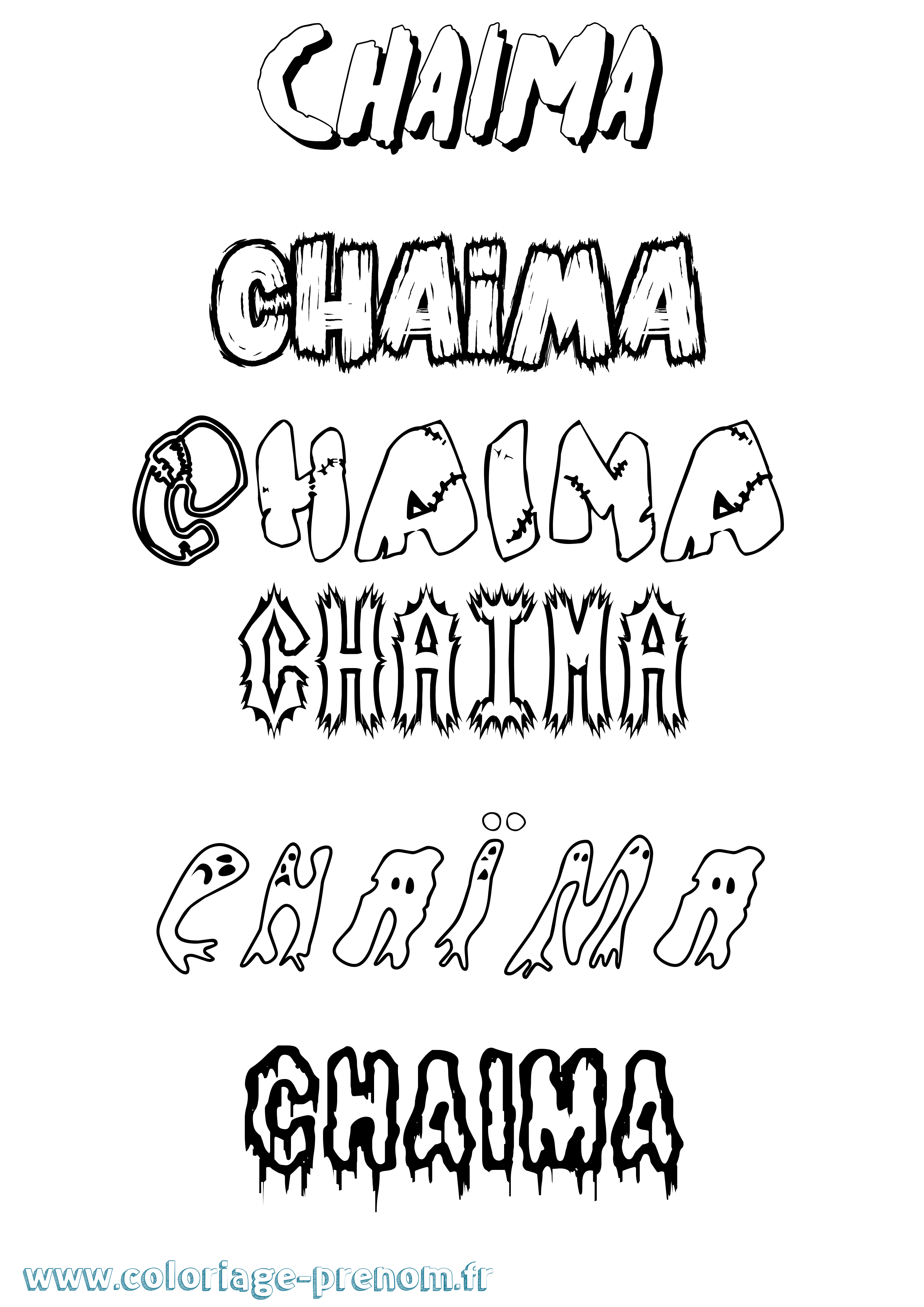 Coloriage Chaïma Frisson Coloriage prénom Chaïma Frisson
