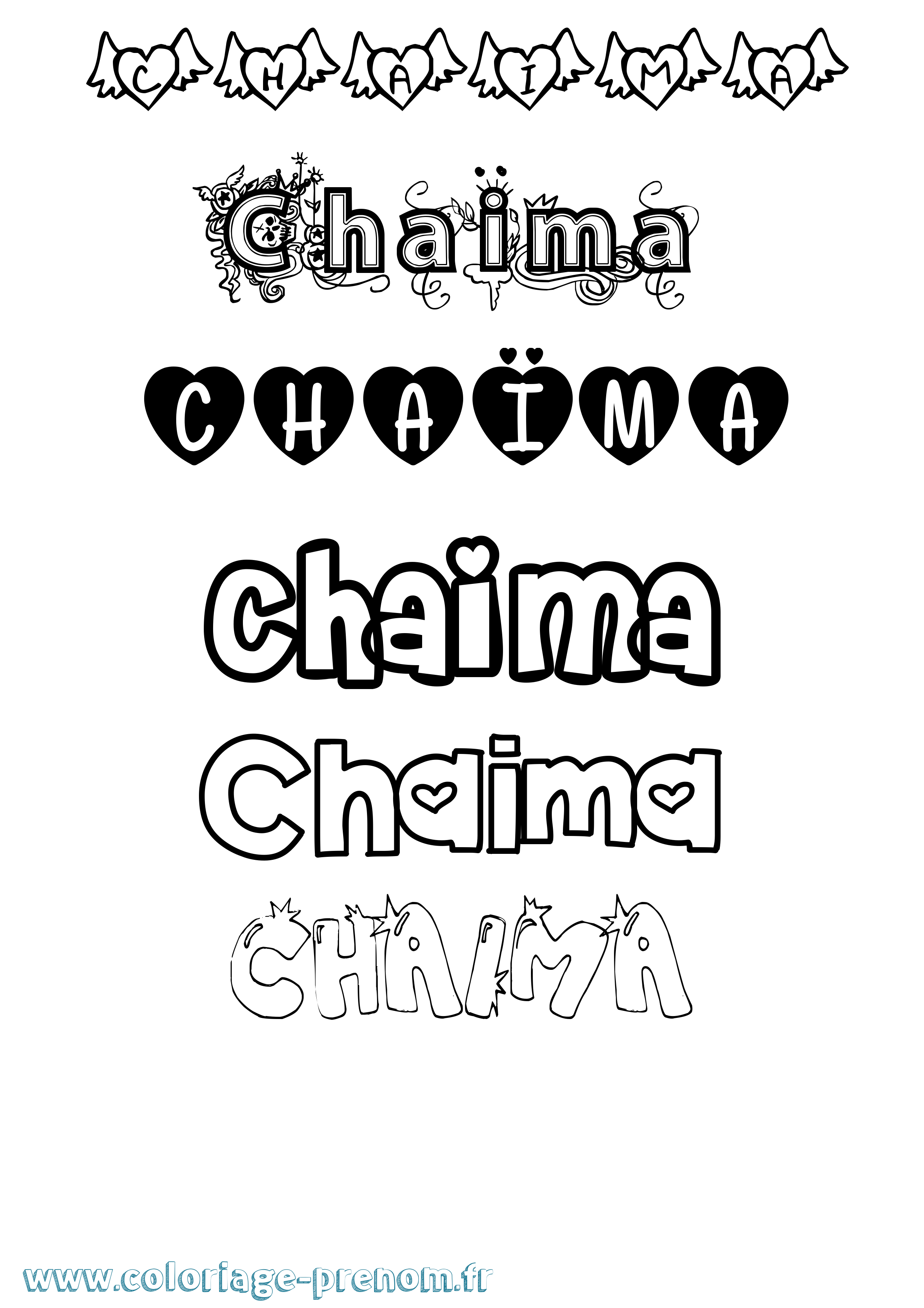 Coloriage Chaïma Girly Coloriage prénom Chaïma Girly