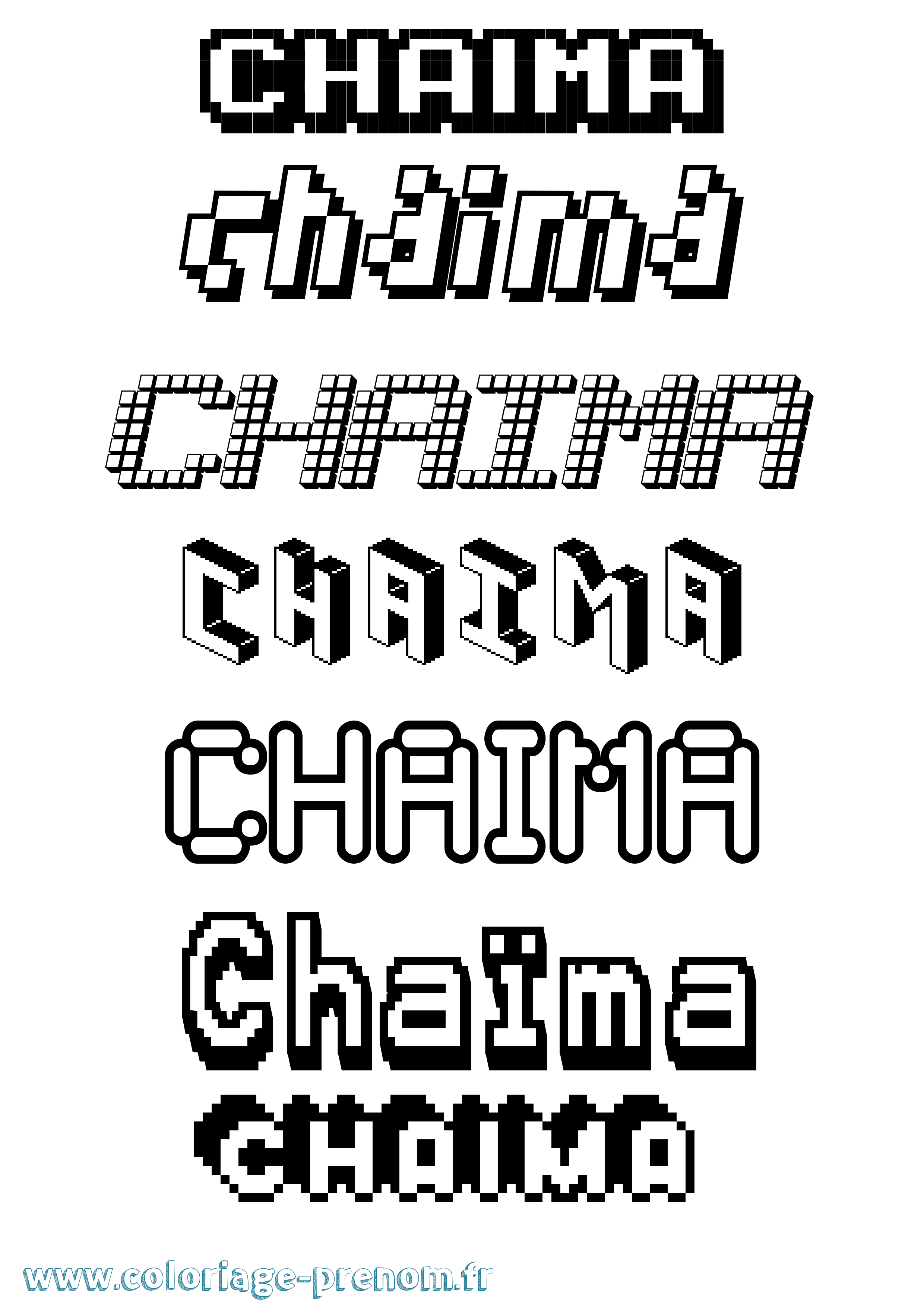 Coloriage Chaïma Pixel Coloriage prénom Chaïma Pixel