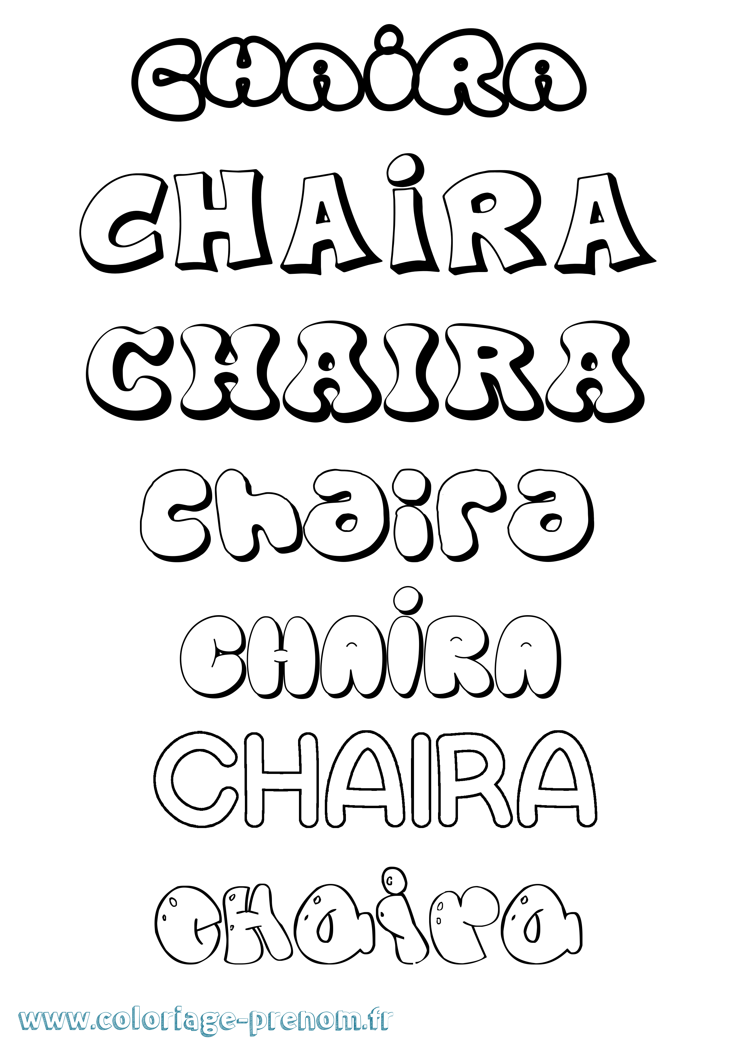 Coloriage prénom Chaira Bubble