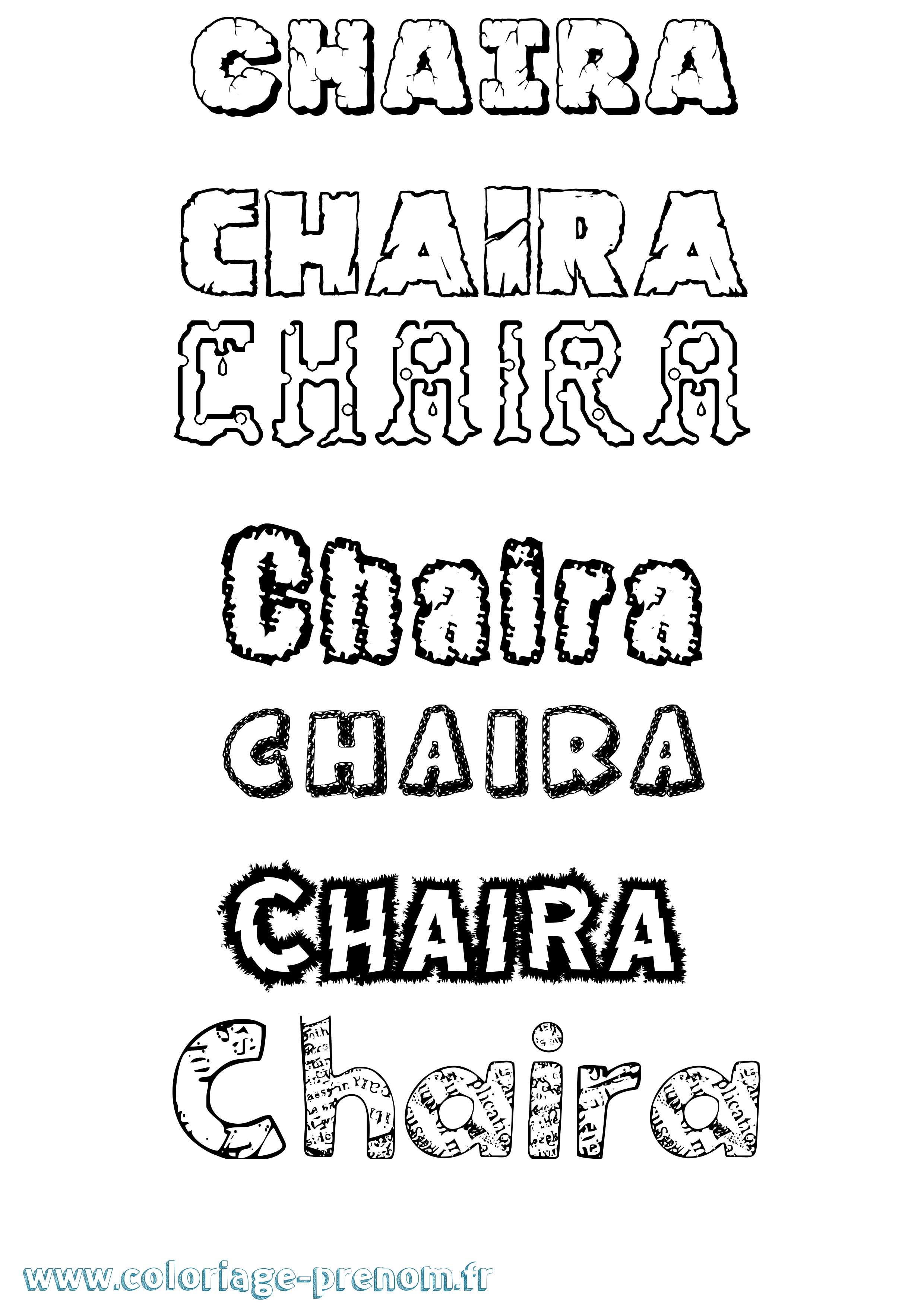 Coloriage prénom Chaira Destructuré