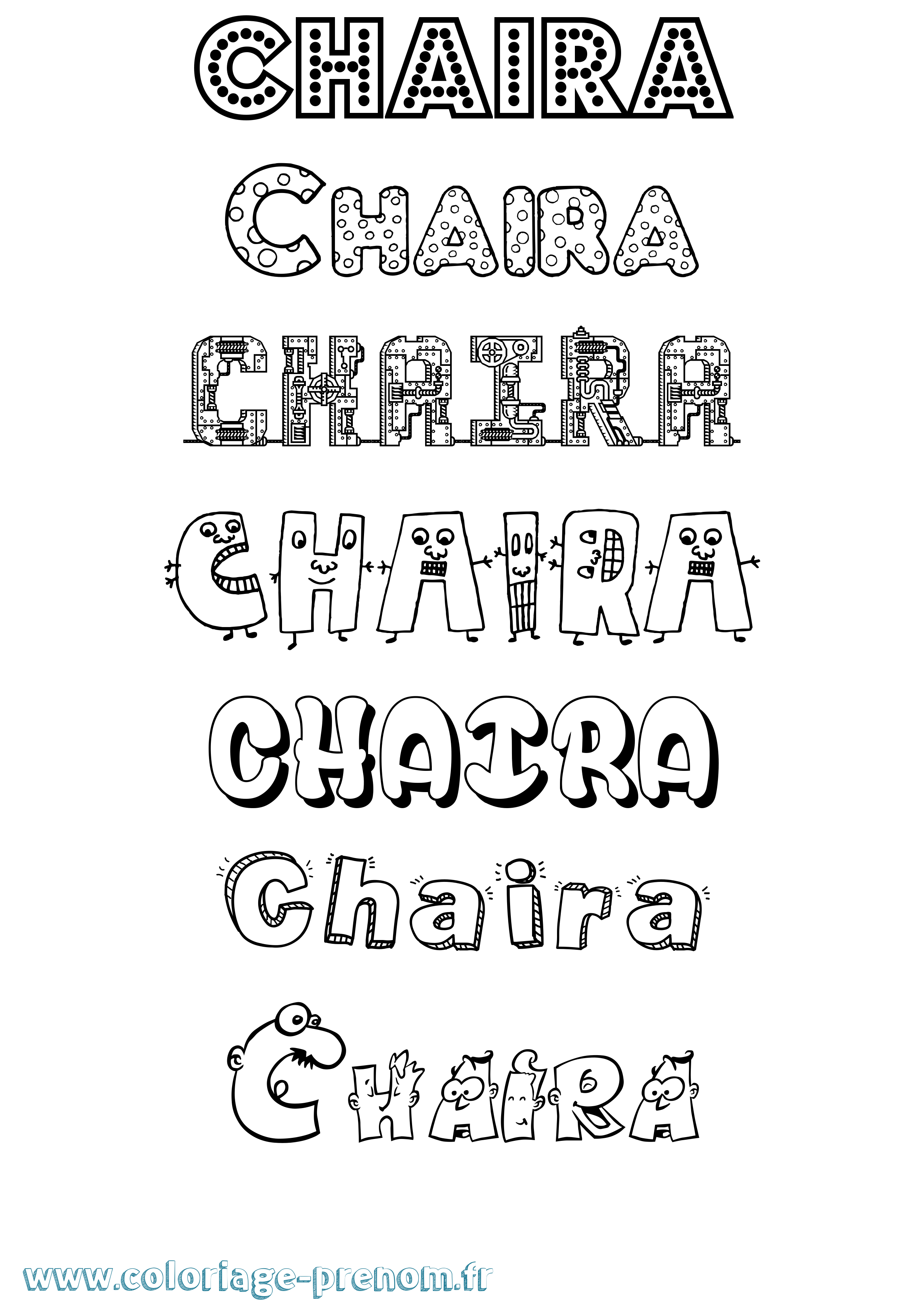 Coloriage prénom Chaira Fun