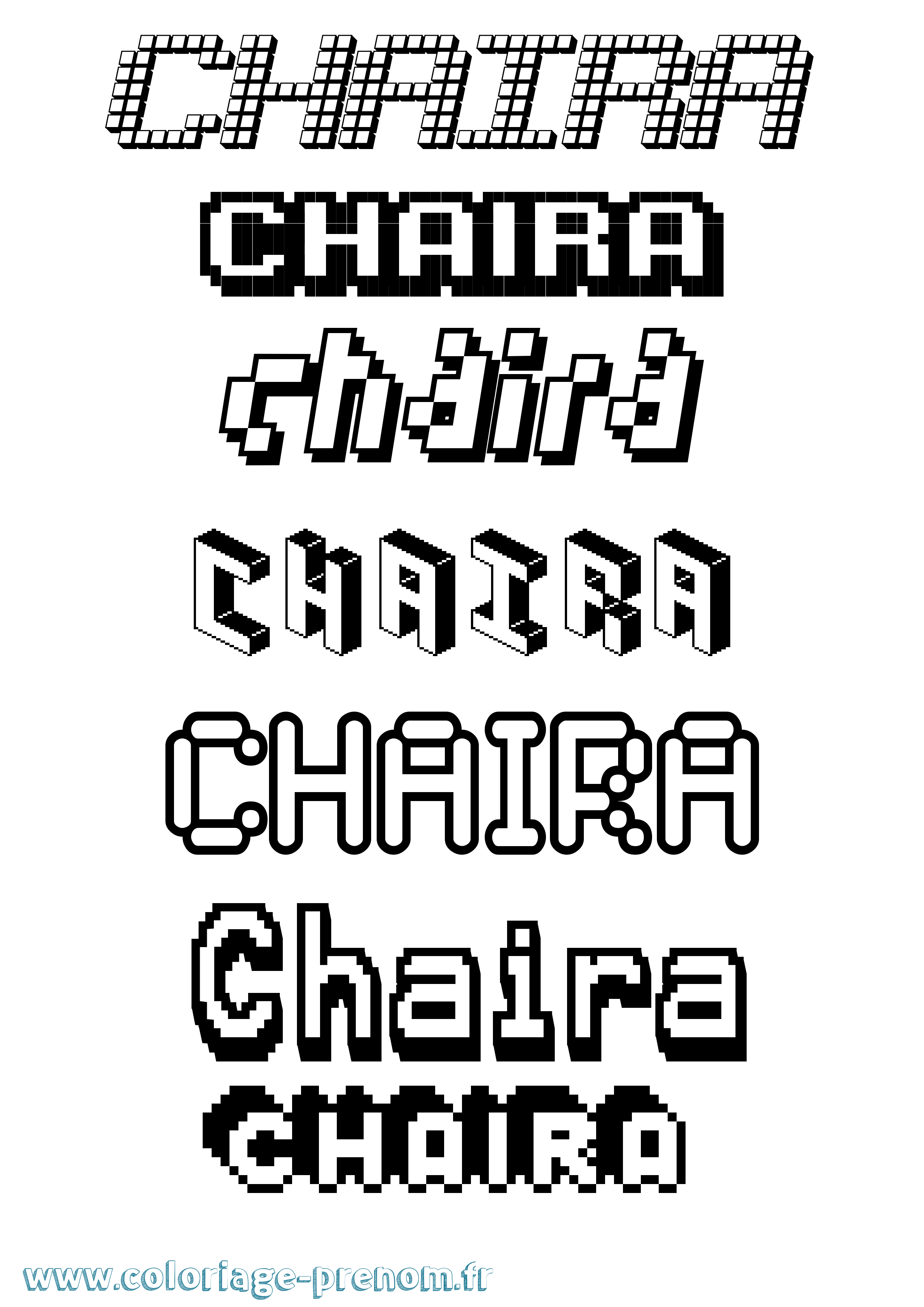 Coloriage prénom Chaira Pixel